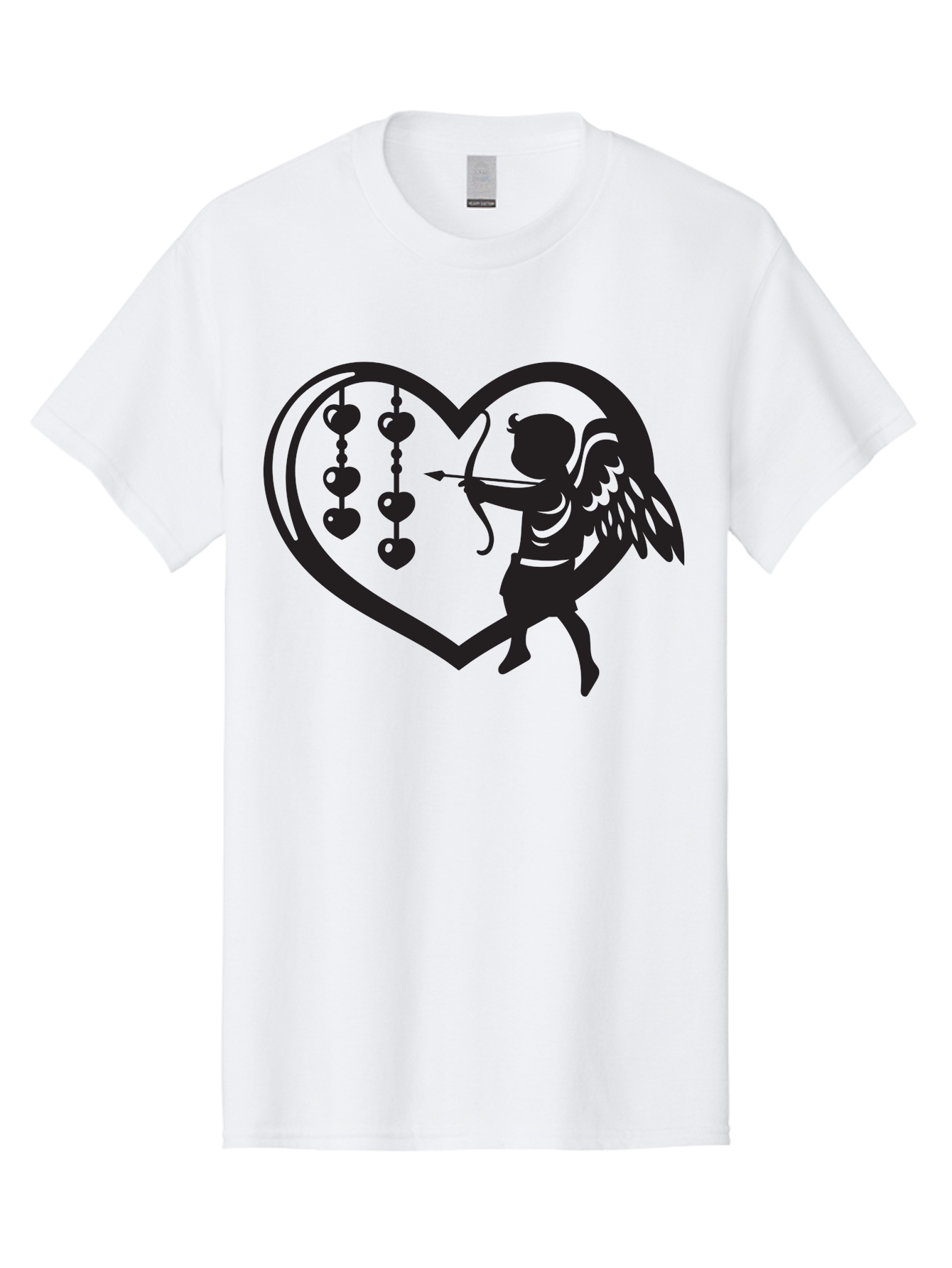 Cupid-With-Heart-Shaped-Necklace Men'S Graphic Tee, 100% Cotton, Comfortable Casual Summer Wear, Machine Washable, Cupid Shooting Arrow, Heart-Shaped Frame, Love Symbol, Valentine'S Day Theme, Romantic Gesture, Heart Beads, Winged Cherub Aab266 29