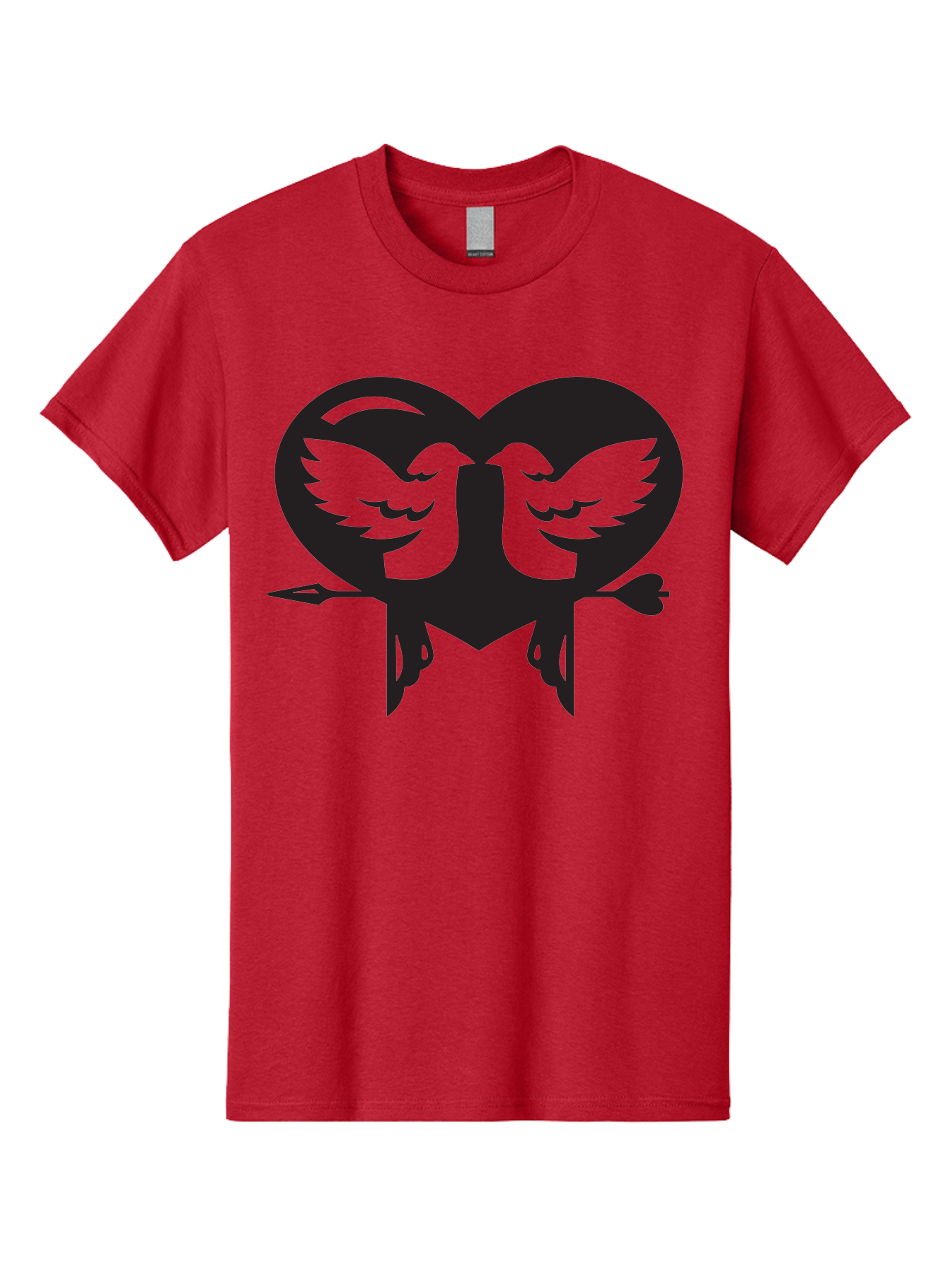 Cupid Men'S Graphic Tee, 100% Cotton, Comfortable Casual Summer Wear, Machine Washable, Heart Shape, Swallows Silhouette, Doves, Birds In Love, Arrow Through Heart, Love Symbol, Romantic Gesture, Tender Moment, Heartwarming Scene, Bird Art, Aab267 7