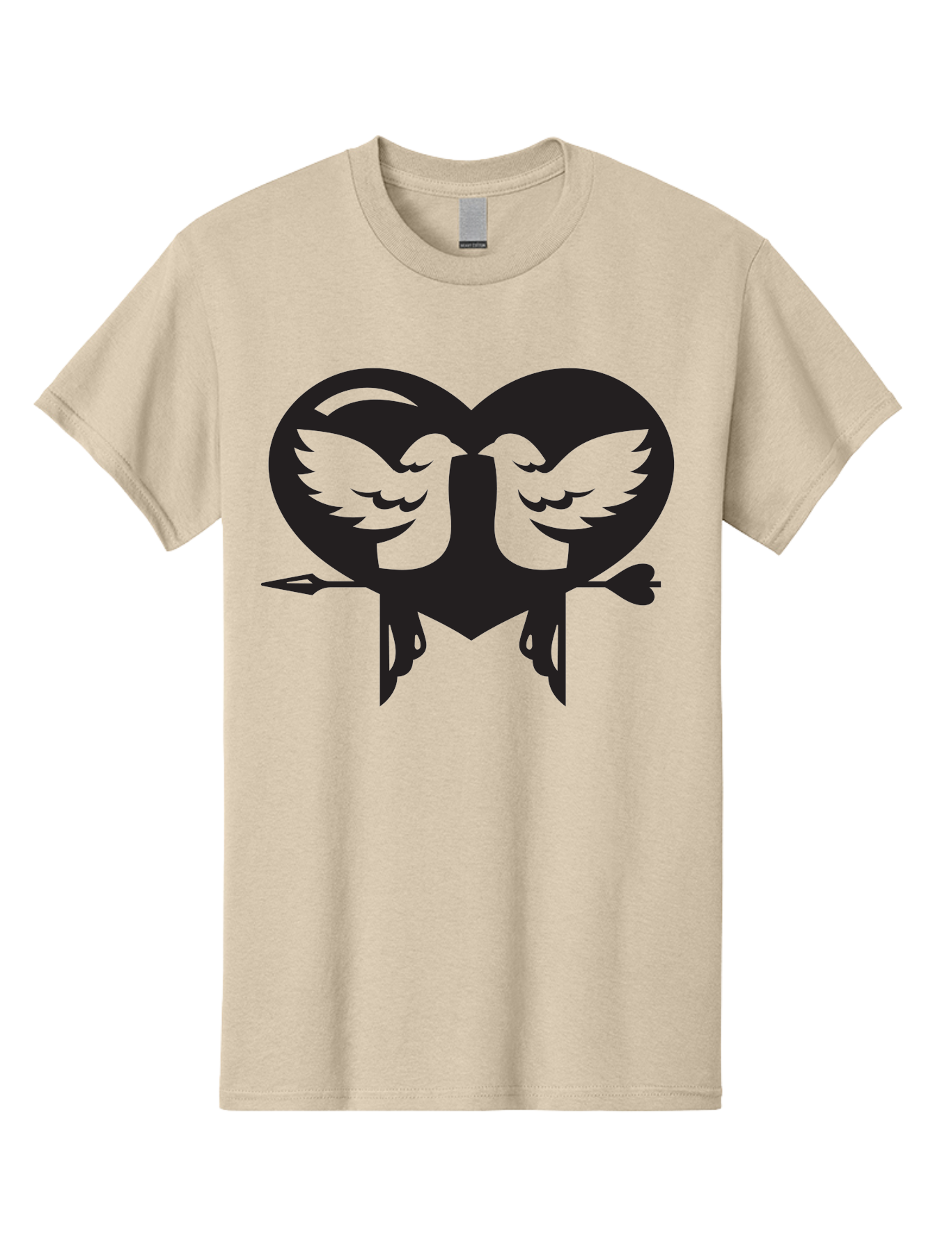 Cupid Men'S Graphic Tee, 100% Cotton, Comfortable Casual Summer Wear, Machine Washable, Heart Shape, Swallows Silhouette, Doves, Birds In Love, Arrow Through Heart, Love Symbol, Romantic Gesture, Tender Moment, Heartwarming Scene, Bird Art, Aab267 23