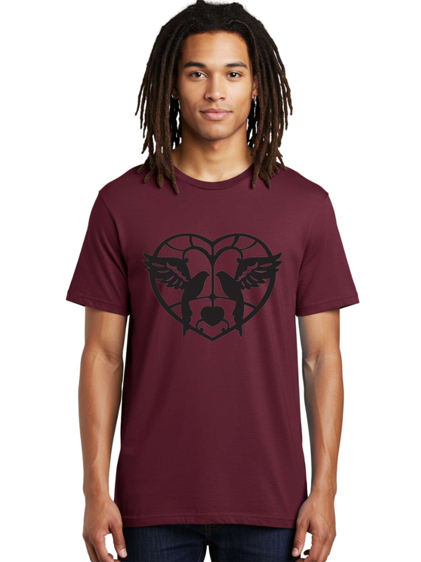 Dove-Heart Men'S Graphic Tee, 100% Cotton, Comfortable Casual Summer Wear, Machine Washable, Doves In Love, Heart Symbol, Symbol Of Love, Peace Doves, Unity, Harmony, Love And Peace, Couple Doves, Decorative Doves Aab268 14