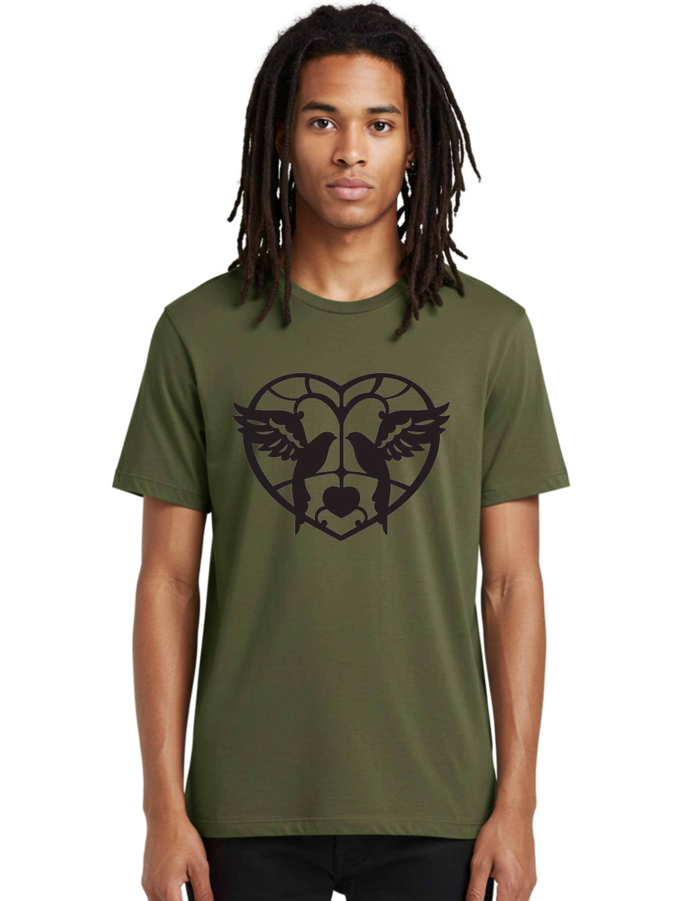 Dove-Heart Men'S Graphic Tee, 100% Cotton, Comfortable Casual Summer Wear, Machine Washable, Doves In Love, Heart Symbol, Symbol Of Love, Peace Doves, Unity, Harmony, Love And Peace, Couple Doves, Decorative Doves Aab268 16