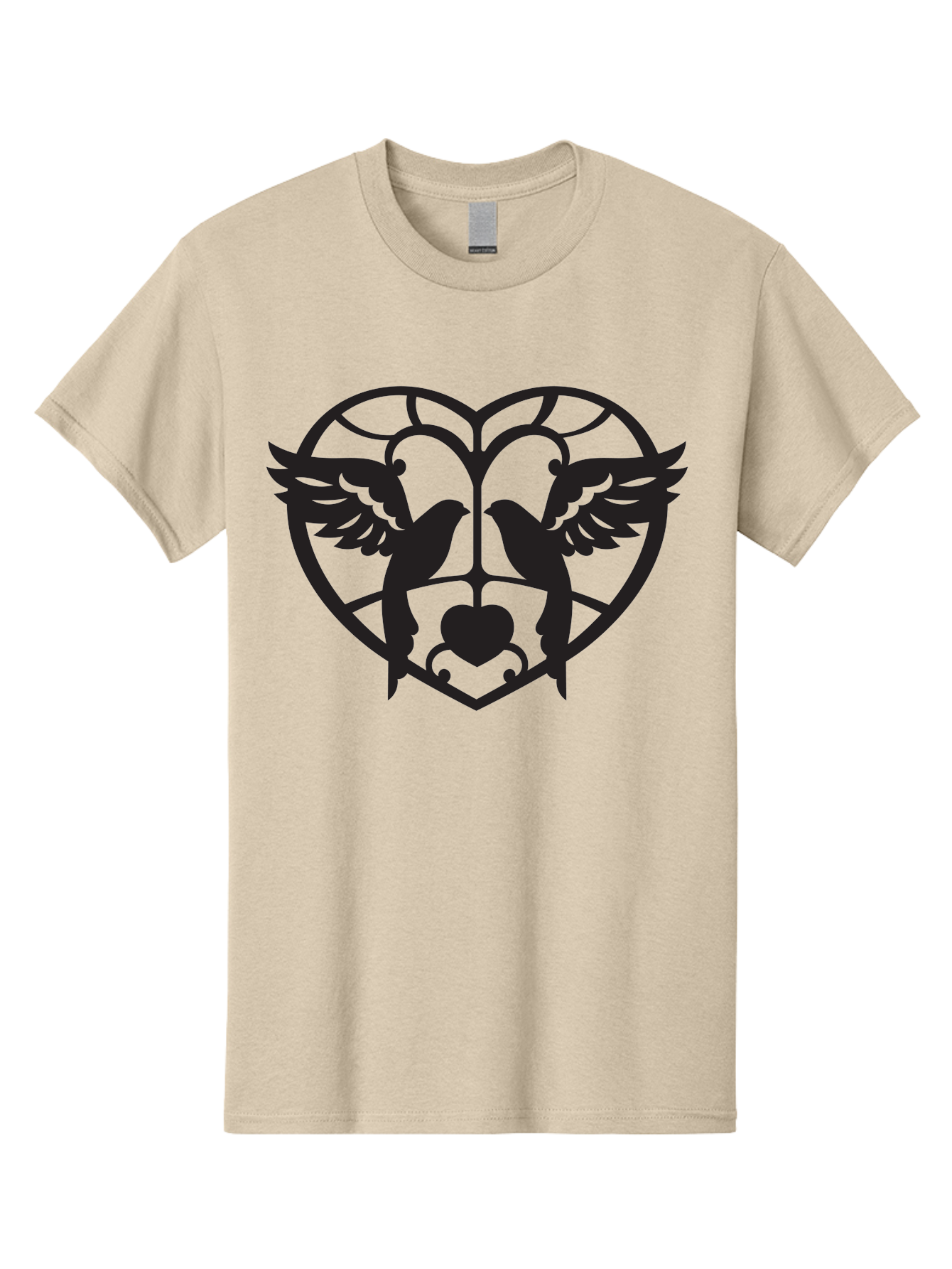 Dove-Heart Men'S Graphic Tee, 100% Cotton, Comfortable Casual Summer Wear, Machine Washable, Doves In Love, Heart Symbol, Symbol Of Love, Peace Doves, Unity, Harmony, Love And Peace, Couple Doves, Decorative Doves Aab268 27