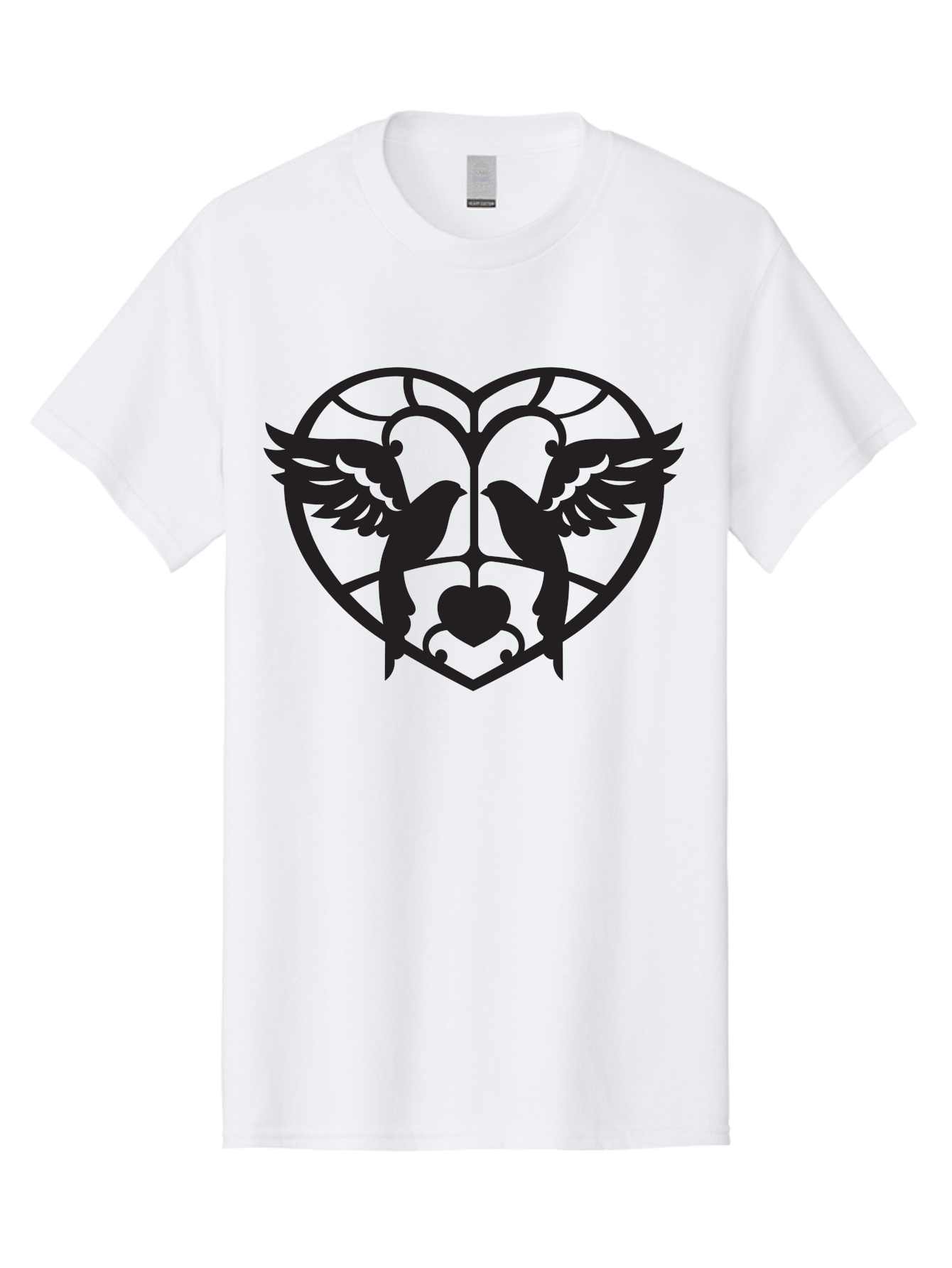 Dove-Heart Men'S Graphic Tee, 100% Cotton, Comfortable Casual Summer Wear, Machine Washable, Doves In Love, Heart Symbol, Symbol Of Love, Peace Doves, Unity, Harmony, Love And Peace, Couple Doves, Decorative Doves Aab268 29