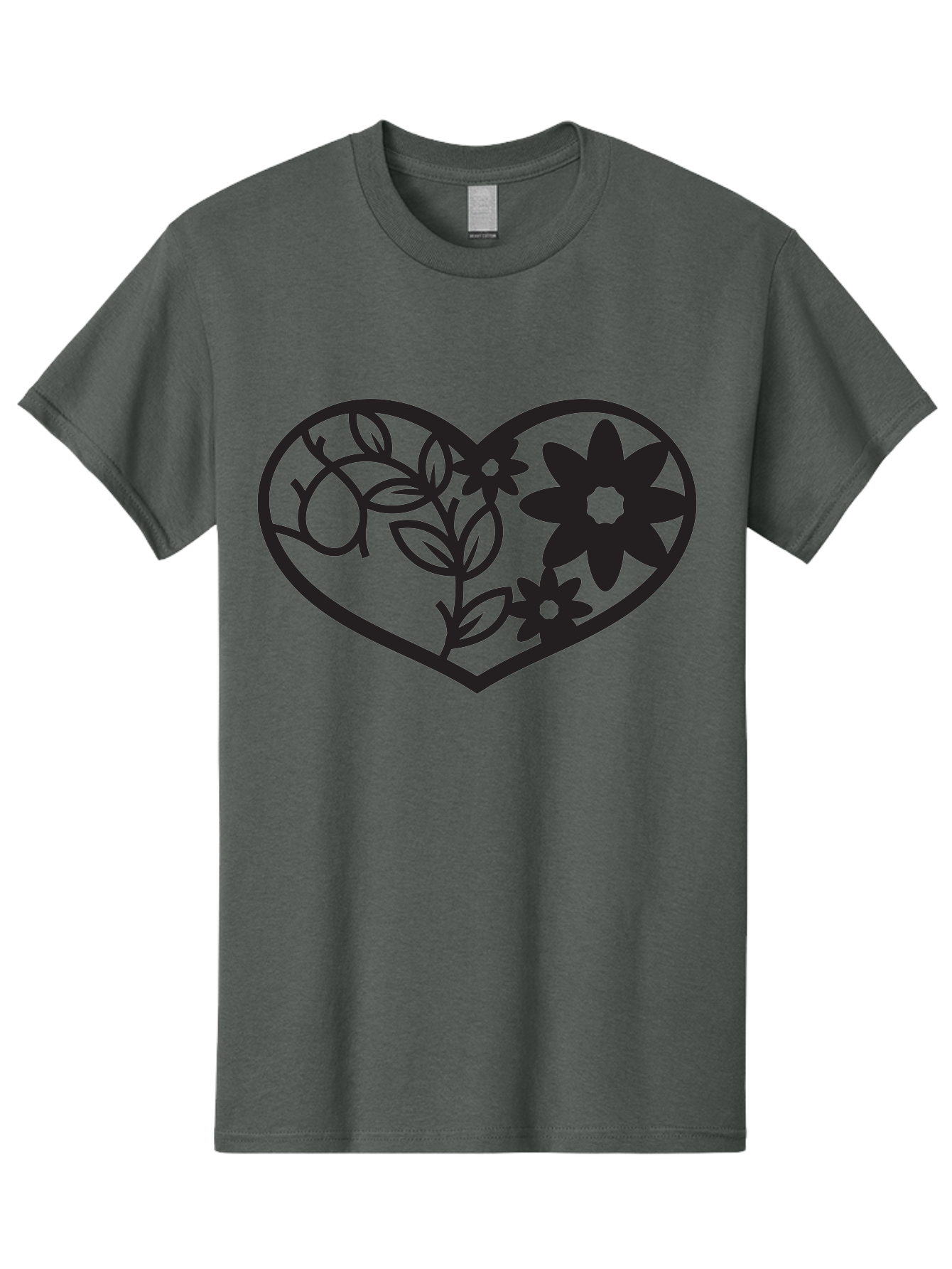 Floral-Heart Men'S Graphic Tee, 100% Cotton, Comfortable Casual Summer Wear, Machine Washable, Heart Shape, Floral Design, Flowers, Leaves, Botanical Elements, Love Symbol, Decorative Art, Simple Illustrations, Minimalist Style, Flower Motifs Aab269 27
