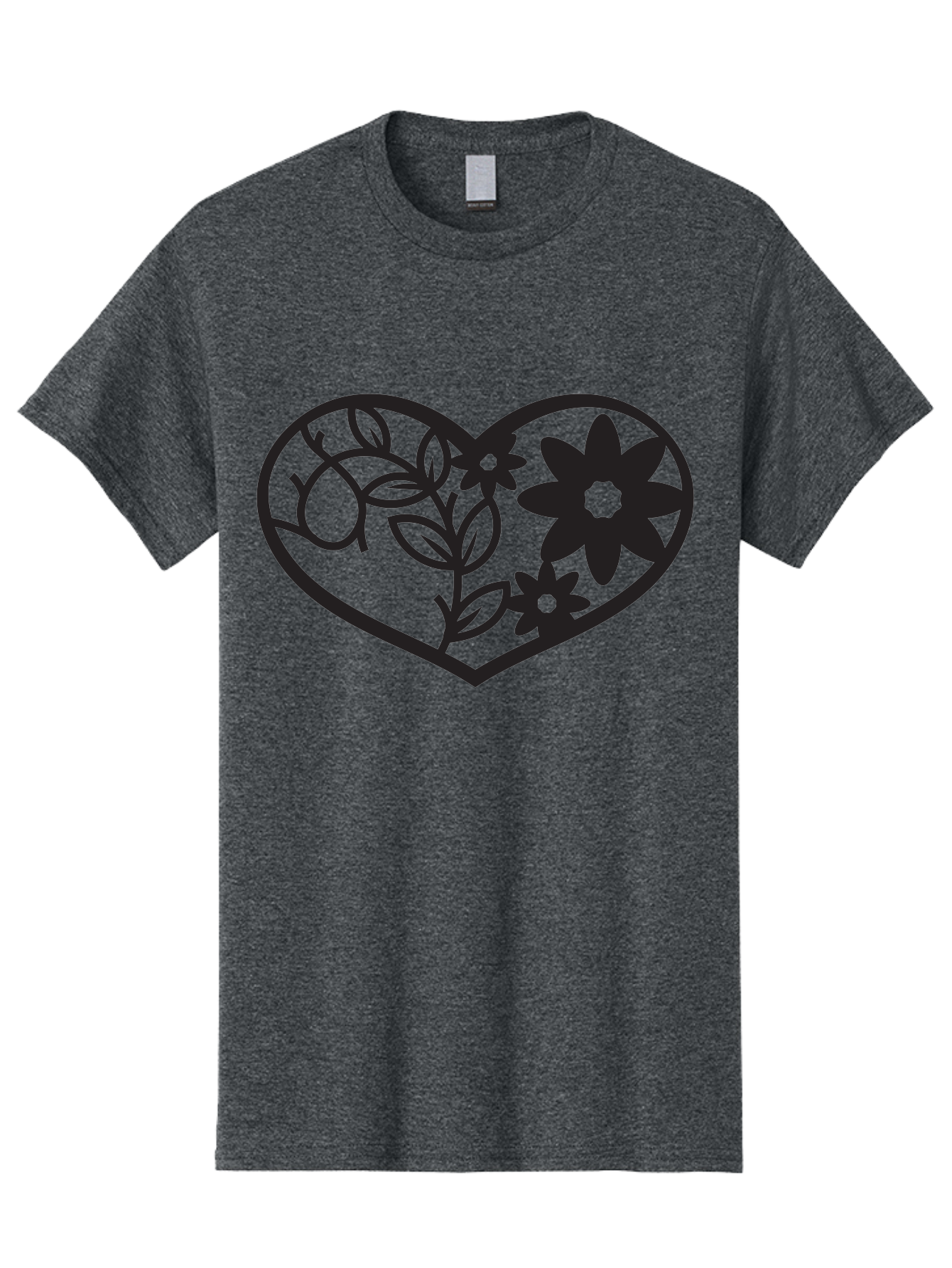 Floral-Heart Men'S Graphic Tee, 100% Cotton, Comfortable Casual Summer Wear, Machine Washable, Heart Shape, Floral Design, Flowers, Leaves, Botanical Elements, Love Symbol, Decorative Art, Simple Illustrations, Minimalist Style, Flower Motifs Aab269 5