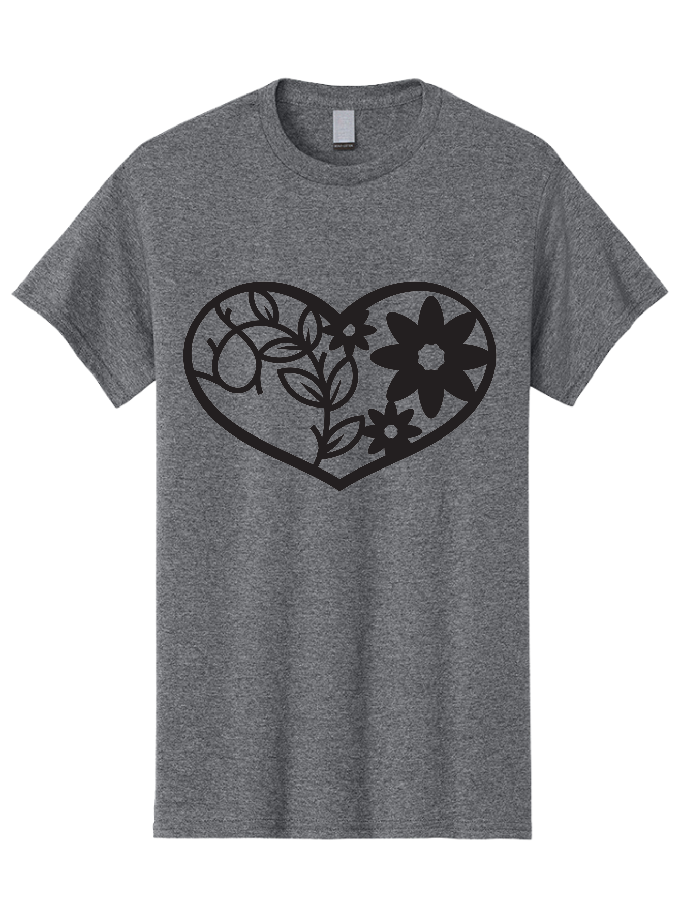 Floral-Heart Men'S Graphic Tee, 100% Cotton, Comfortable Casual Summer Wear, Machine Washable, Heart Shape, Floral Design, Flowers, Leaves, Botanical Elements, Love Symbol, Decorative Art, Simple Illustrations, Minimalist Style, Flower Motifs Aab269 9