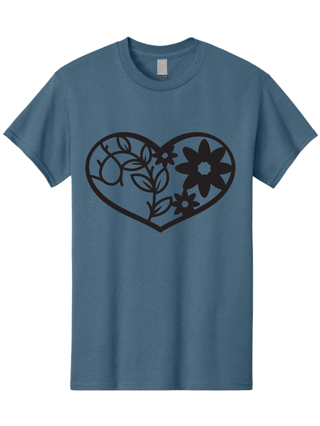 Floral-Heart Men'S Graphic Tee, 100% Cotton, Comfortable Casual Summer Wear, Machine Washable, Heart Shape, Floral Design, Flowers, Leaves, Botanical Elements, Love Symbol, Decorative Art, Simple Illustrations, Minimalist Style, Flower Motifs Aab269 11