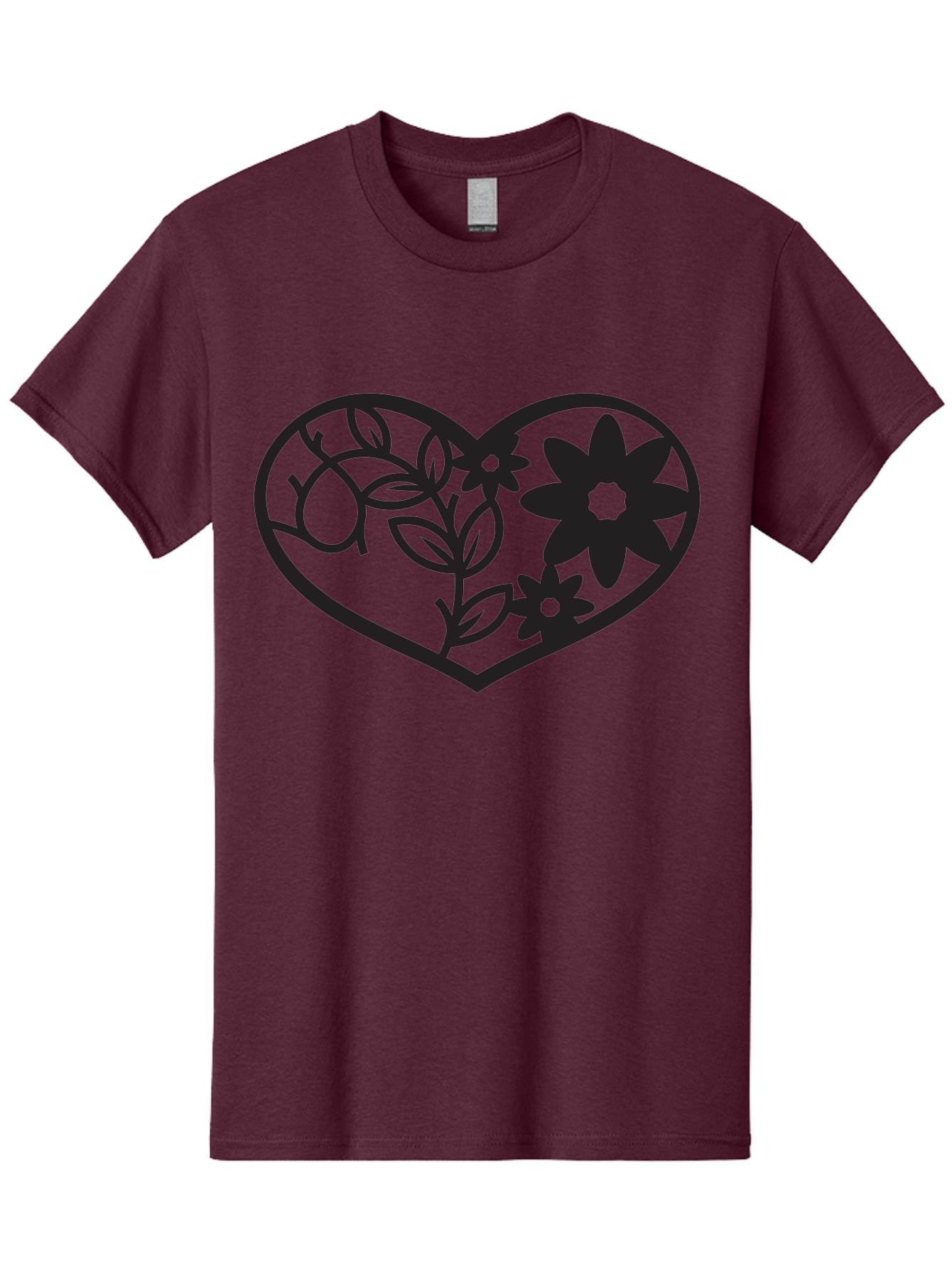 Floral-Heart Men'S Graphic Tee, 100% Cotton, Comfortable Casual Summer Wear, Machine Washable, Heart Shape, Floral Design, Flowers, Leaves, Botanical Elements, Love Symbol, Decorative Art, Simple Illustrations, Minimalist Style, Flower Motifs Aab269 23