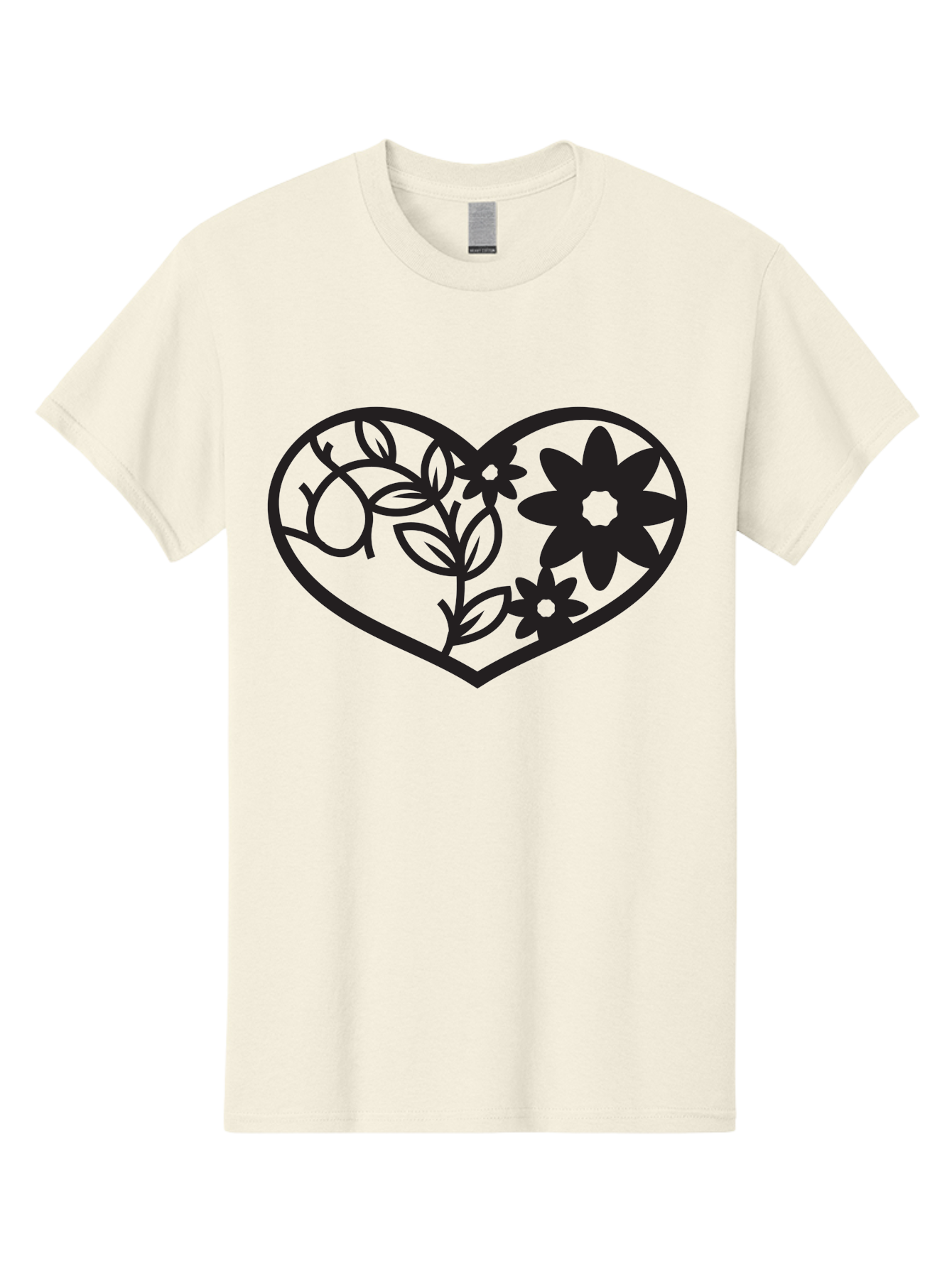 Floral-Heart Men'S Graphic Tee, 100% Cotton, Comfortable Casual Summer Wear, Machine Washable, Heart Shape, Floral Design, Flowers, Leaves, Botanical Elements, Love Symbol, Decorative Art, Simple Illustrations, Minimalist Style, Flower Motifs Aab269 21