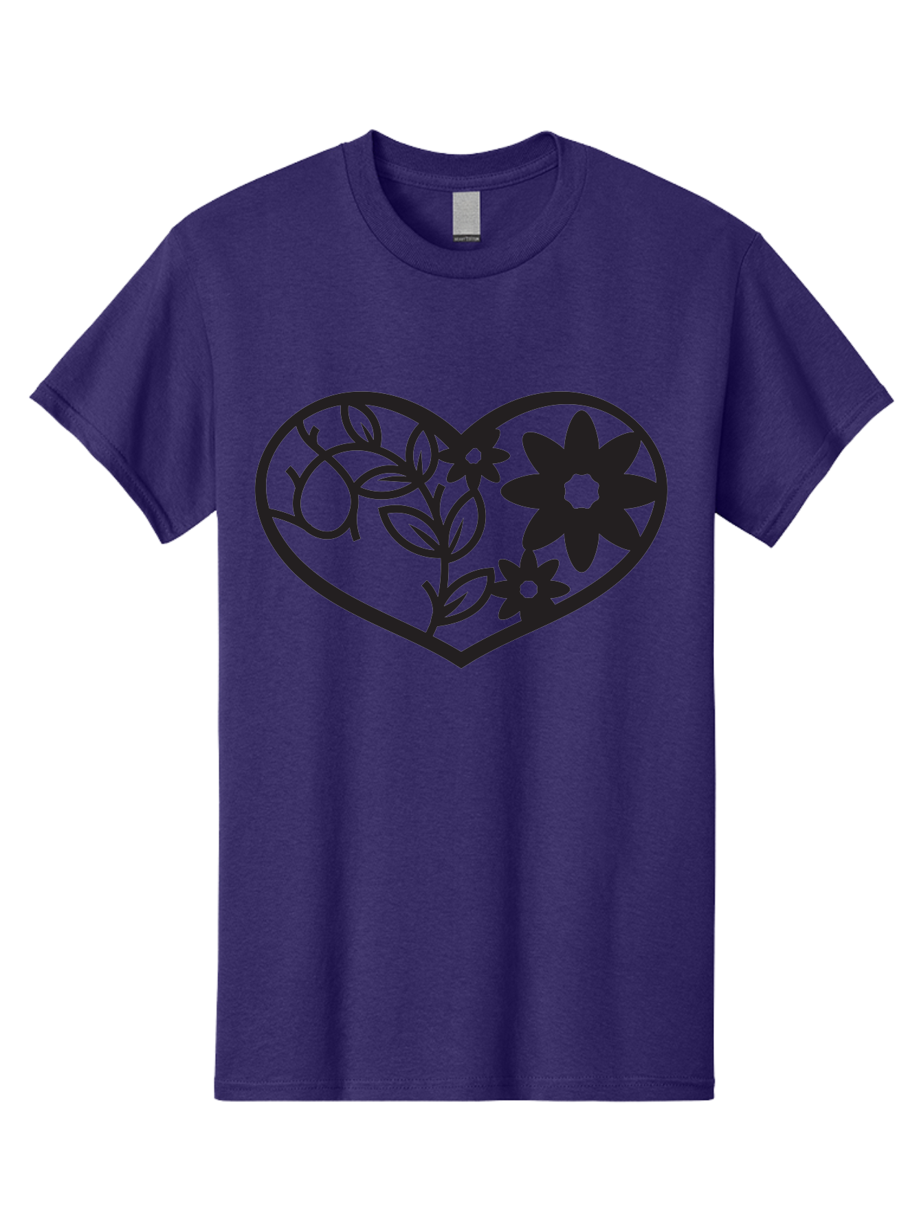 Floral-Heart Men'S Graphic Tee, 100% Cotton, Comfortable Casual Summer Wear, Machine Washable, Heart Shape, Floral Design, Flowers, Leaves, Botanical Elements, Love Symbol, Decorative Art, Simple Illustrations, Minimalist Style, Flower Motifs Aab269 3