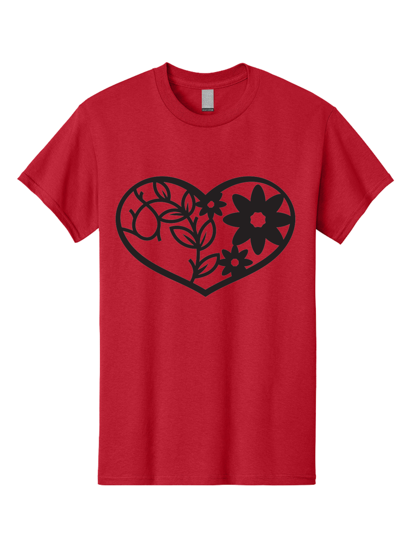 Floral-Heart Men'S Graphic Tee, 100% Cotton, Comfortable Casual Summer Wear, Machine Washable, Heart Shape, Floral Design, Flowers, Leaves, Botanical Elements, Love Symbol, Decorative Art, Simple Illustrations, Minimalist Style, Flower Motifs Aab269 29