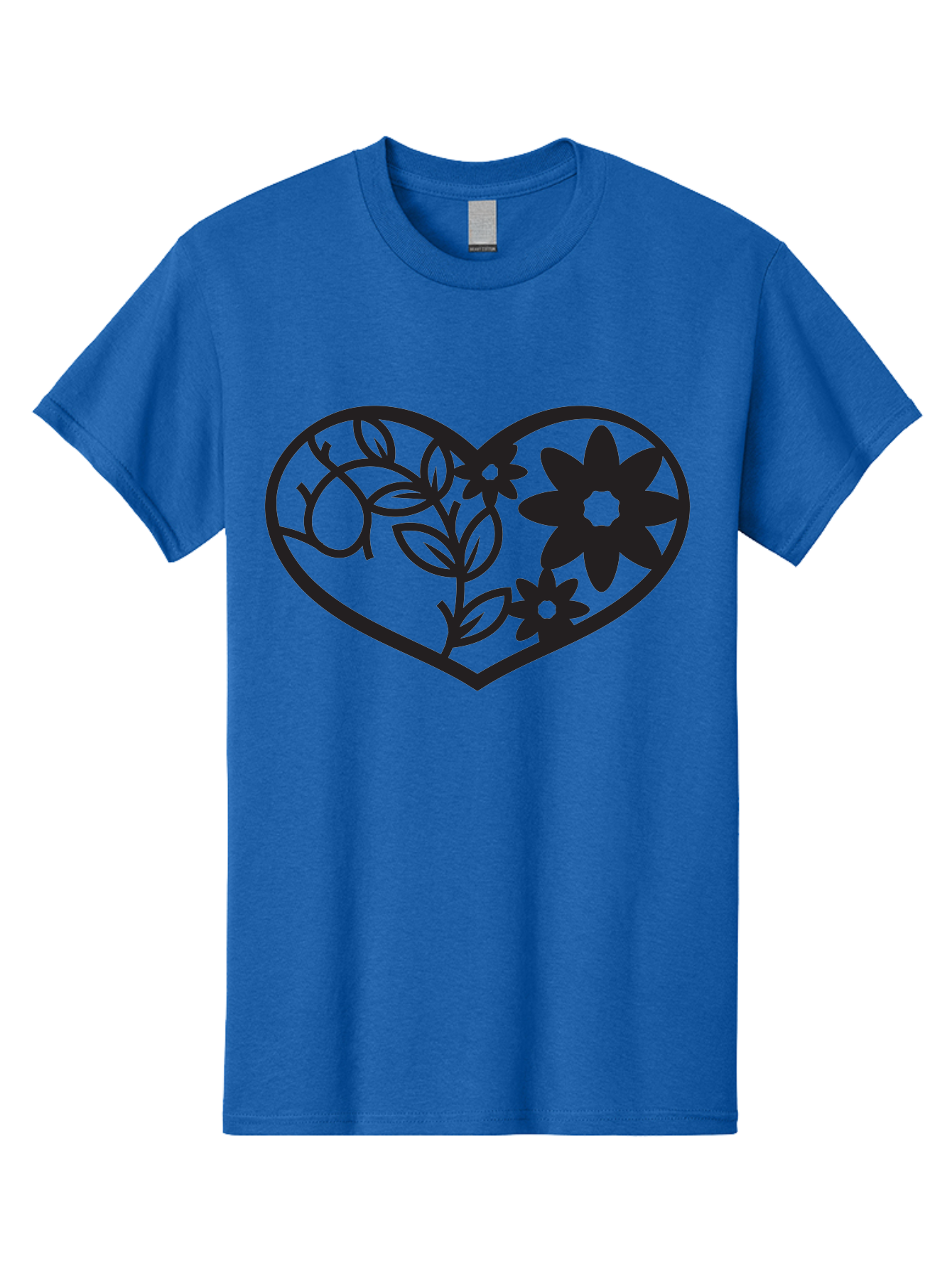 Floral-Heart Men'S Graphic Tee, 100% Cotton, Comfortable Casual Summer Wear, Machine Washable, Heart Shape, Floral Design, Flowers, Leaves, Botanical Elements, Love Symbol, Decorative Art, Simple Illustrations, Minimalist Style, Flower Motifs Aab269 25