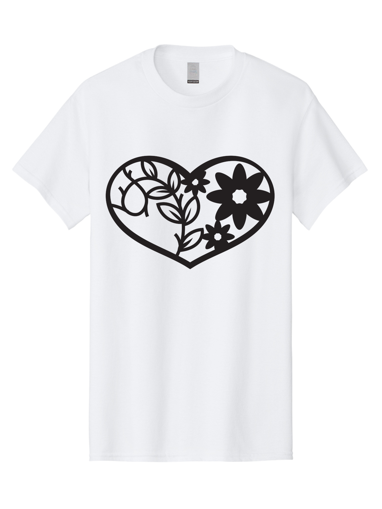 Floral-Heart Men'S Graphic Tee, 100% Cotton, Comfortable Casual Summer Wear, Machine Washable, Heart Shape, Floral Design, Flowers, Leaves, Botanical Elements, Love Symbol, Decorative Art, Simple Illustrations, Minimalist Style, Flower Motifs Aab269 15