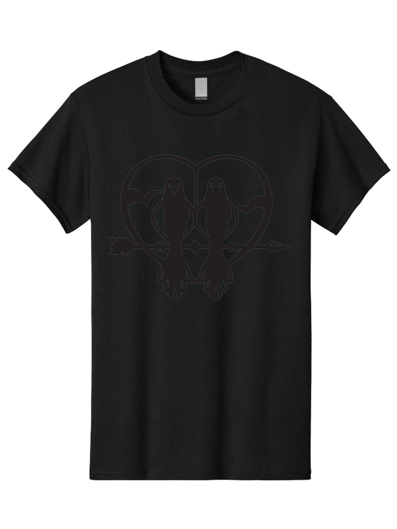 Goth-Couple Men'S Graphic Tee, 100% Cotton, Comfortable Casual Summer Wear, Machine Washable, Ghostly Figures, Heart Shape, Arrow Through Heart, Mirrored Silhouettes, Mystical Imagery, Gothic Romance, Spooky Love, Eerie Atmosphere, Dark Art, Aab270 11
