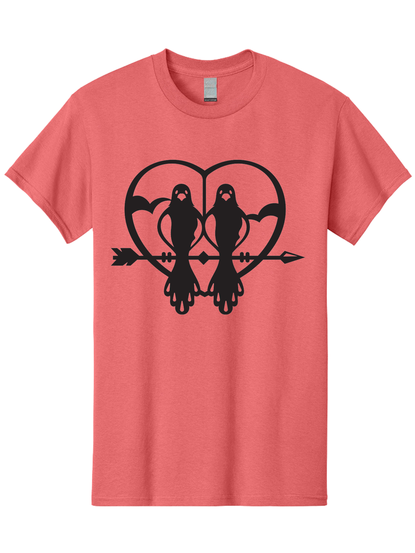 Goth-Couple Men'S Graphic Tee, 100% Cotton, Comfortable Casual Summer Wear, Machine Washable, Ghostly Figures, Heart Shape, Arrow Through Heart, Mirrored Silhouettes, Mystical Imagery, Gothic Romance, Spooky Love, Eerie Atmosphere, Dark Art, Aab270 13