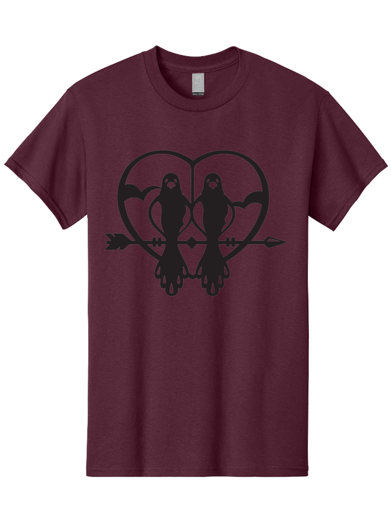 Goth-Couple Men'S Graphic Tee, 100% Cotton, Comfortable Casual Summer Wear, Machine Washable, Ghostly Figures, Heart Shape, Arrow Through Heart, Mirrored Silhouettes, Mystical Imagery, Gothic Romance, Spooky Love, Eerie Atmosphere, Dark Art, Aab270 7