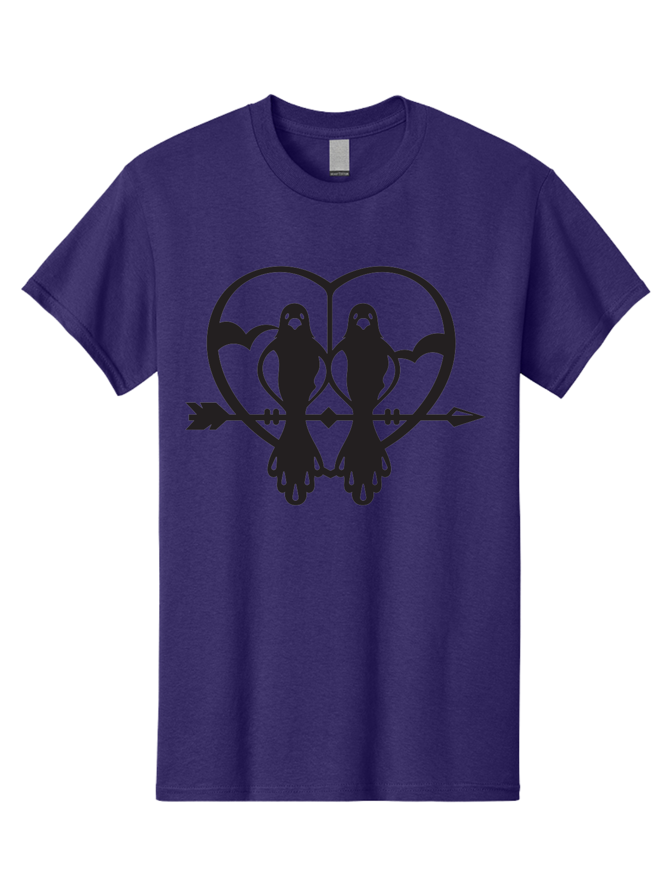 Goth-Couple Men'S Graphic Tee, 100% Cotton, Comfortable Casual Summer Wear, Machine Washable, Ghostly Figures, Heart Shape, Arrow Through Heart, Mirrored Silhouettes, Mystical Imagery, Gothic Romance, Spooky Love, Eerie Atmosphere, Dark Art, Aab270 27