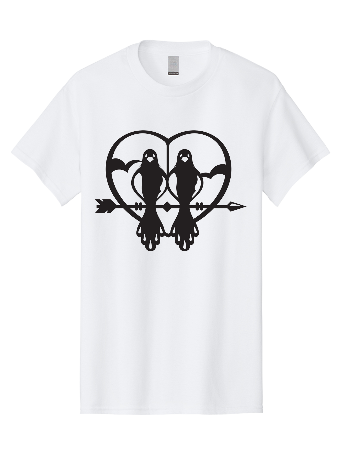 Goth-Couple Men'S Graphic Tee, 100% Cotton, Comfortable Casual Summer Wear, Machine Washable, Ghostly Figures, Heart Shape, Arrow Through Heart, Mirrored Silhouettes, Mystical Imagery, Gothic Romance, Spooky Love, Eerie Atmosphere, Dark Art, Aab270 15