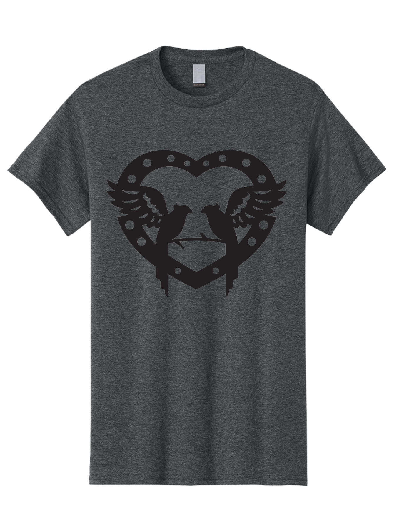 Heart-Birds Men'S Graphic Tee, 100% Cotton, Comfortable Casual Summer Wear, Machine Washable, Love Birds, Heart Shape, Decorative Key, Symbol Of Love, Romantic Motifs, Valentine'S Day Theme, Couple Birds, Winged Hearts, Ornate Design, Aab273 3