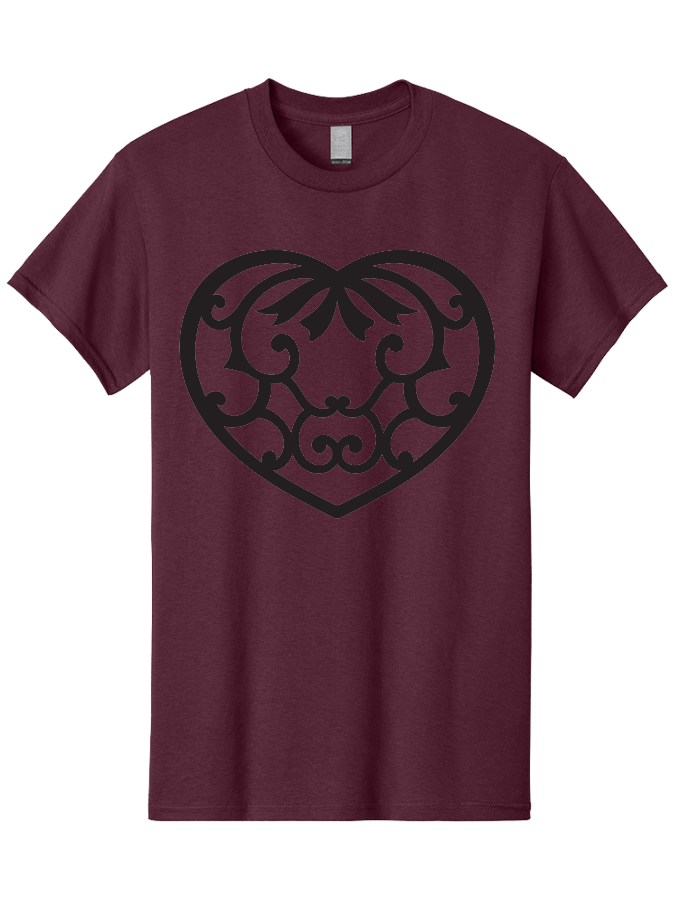 Heart-Filigree Men'S Graphic Tee, 100% Cotton, Comfortable Casual Summer Wear, Machine Washable, Filigree Heart, Floral Pattern, Heart Shape, Black Design, Ornate Details, Elegant Style, Romantic Symbol, Decorative Art Aab275 13