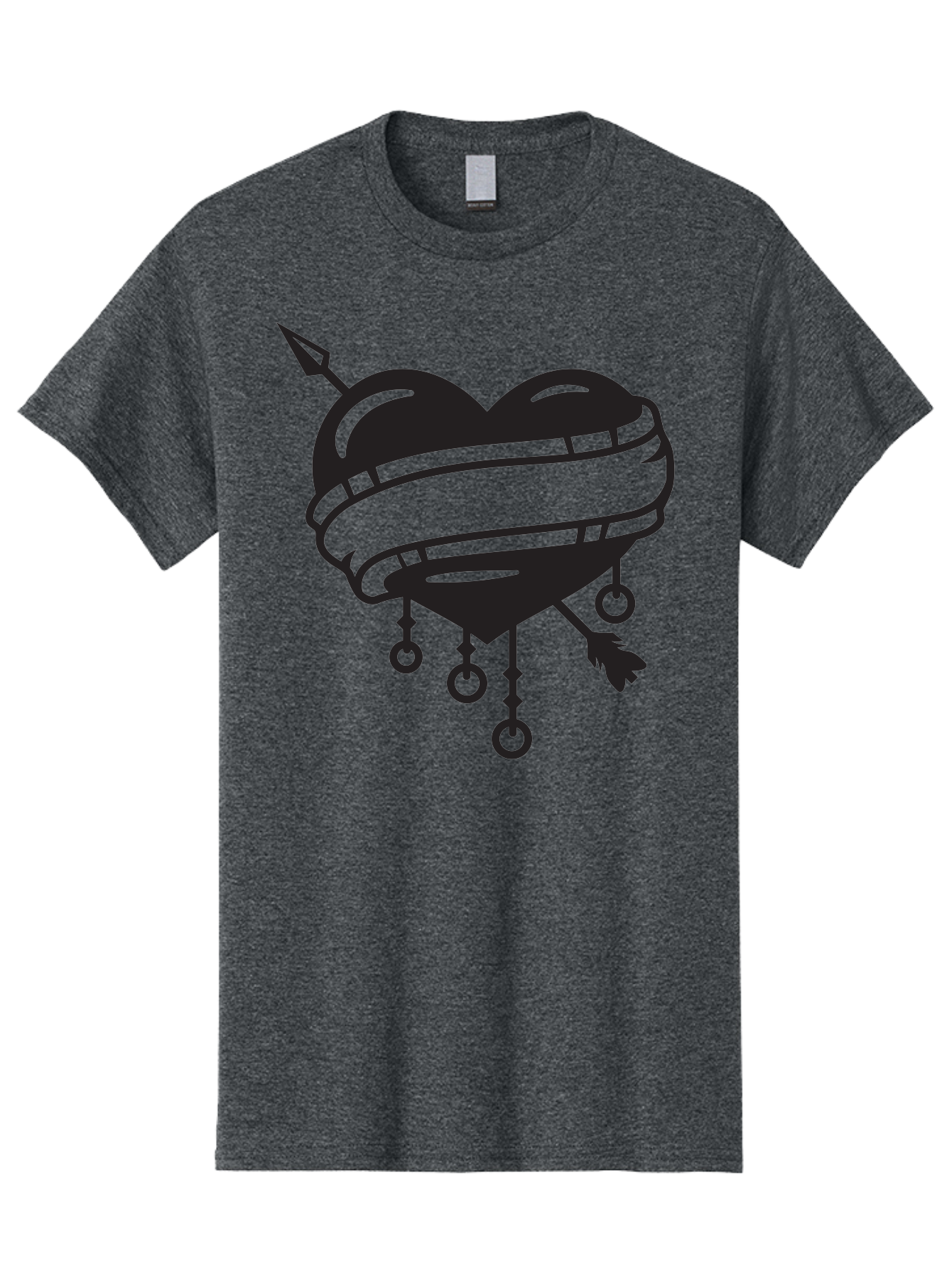 Heart-With-Arrow Men'S Graphic Tee, 100% Cotton, Comfortable Casual Summer Wear, Machine Washable, Heart With Arrow, Bound Heart, Symbolic Heart, Tattoo Art, Heart Design, Symbolic Love, Heart With Bindings Aab277 3