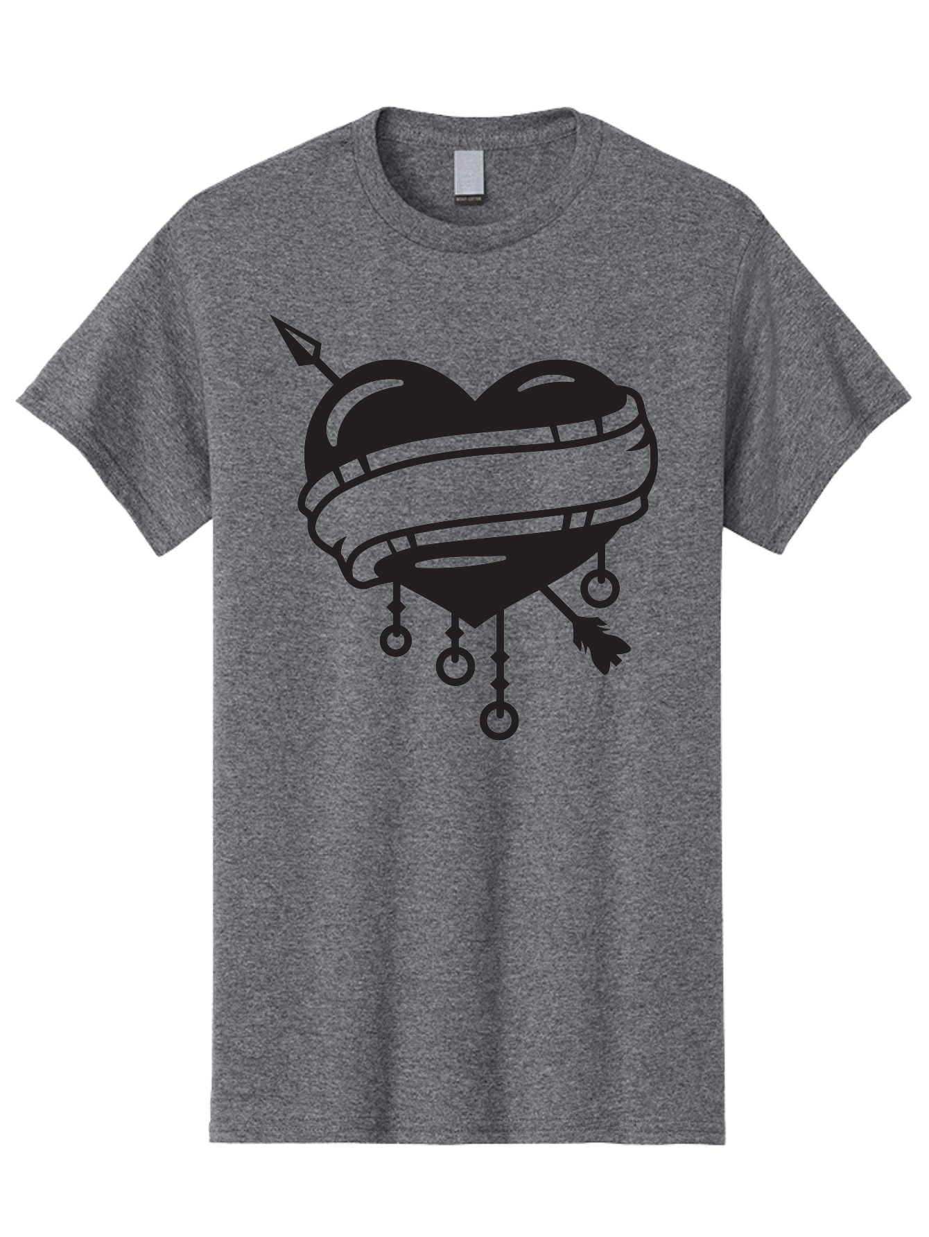 Heart-With-Arrow Men'S Graphic Tee, 100% Cotton, Comfortable Casual Summer Wear, Machine Washable, Heart With Arrow, Bound Heart, Symbolic Heart, Tattoo Art, Heart Design, Symbolic Love, Heart With Bindings Aab277 13
