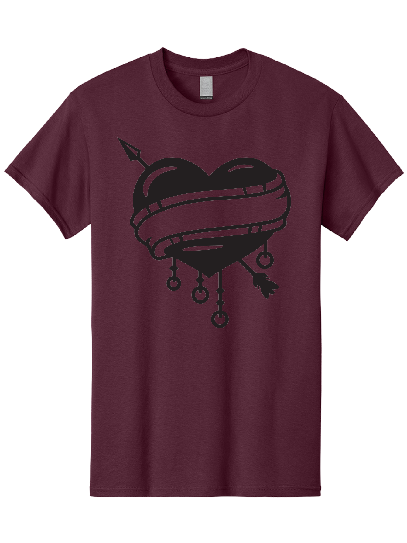 Heart-With-Arrow Men'S Graphic Tee, 100% Cotton, Comfortable Casual Summer Wear, Machine Washable, Heart With Arrow, Bound Heart, Symbolic Heart, Tattoo Art, Heart Design, Symbolic Love, Heart With Bindings Aab277 19