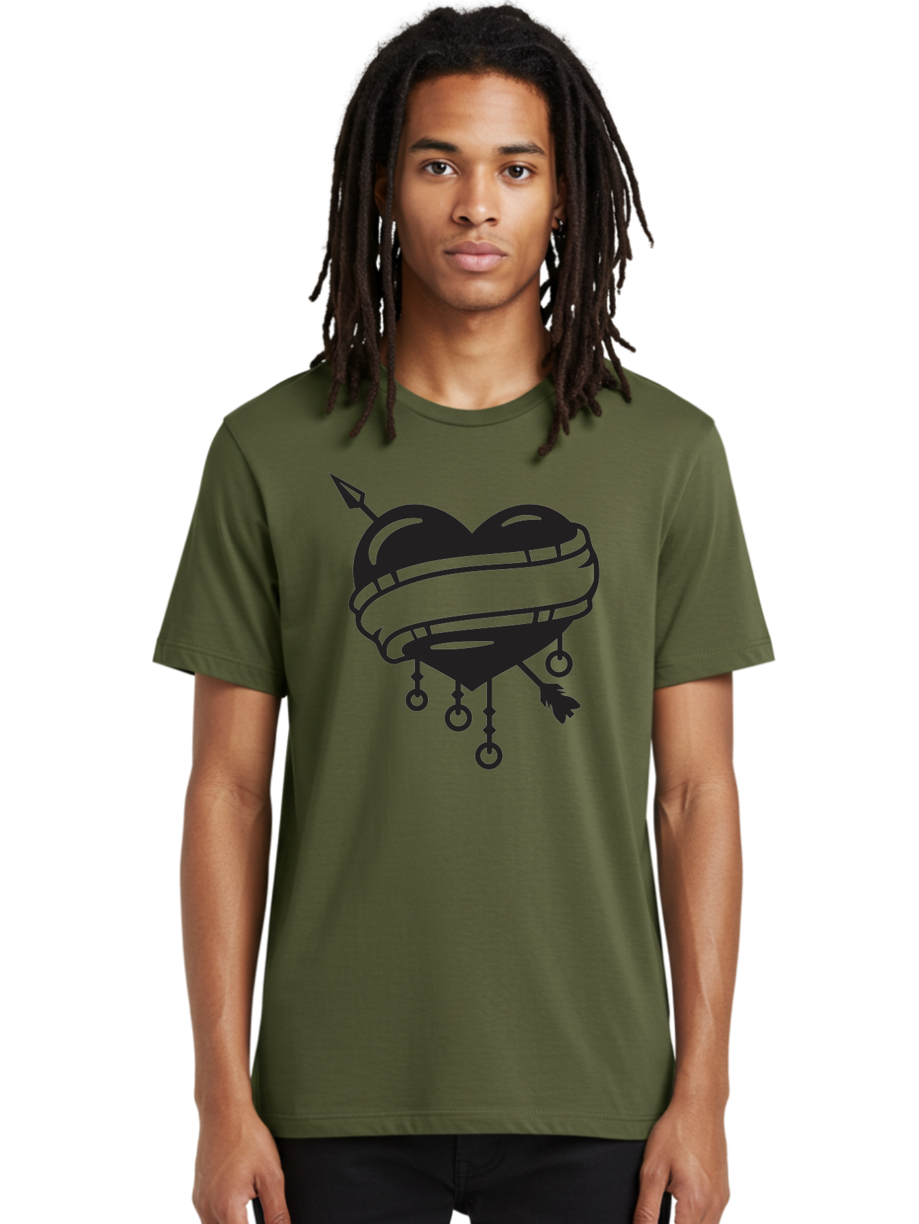 Heart-With-Arrow Men'S Graphic Tee, 100% Cotton, Comfortable Casual Summer Wear, Machine Washable, Heart With Arrow, Bound Heart, Symbolic Heart, Tattoo Art, Heart Design, Symbolic Love, Heart With Bindings Aab277 10