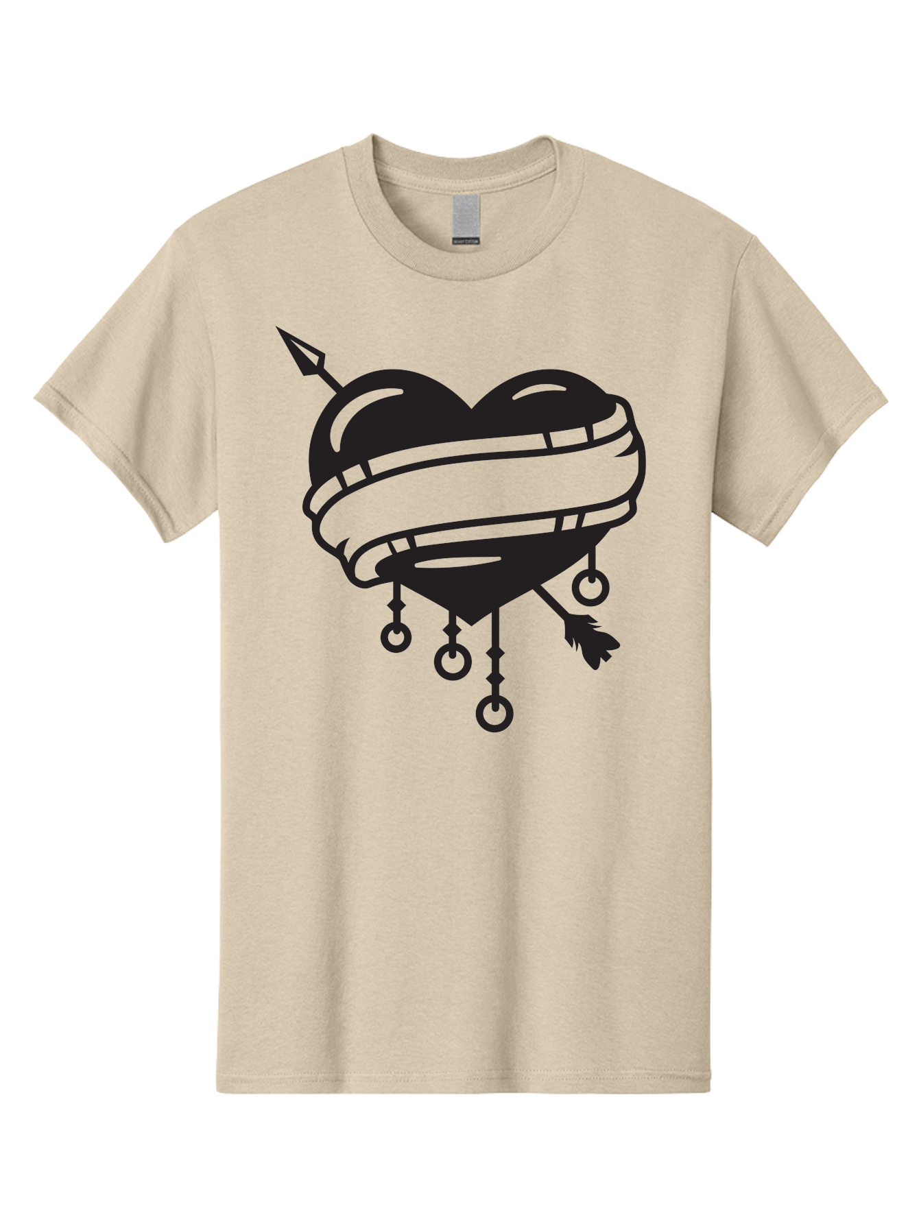 Heart-With-Arrow Men'S Graphic Tee, 100% Cotton, Comfortable Casual Summer Wear, Machine Washable, Heart With Arrow, Bound Heart, Symbolic Heart, Tattoo Art, Heart Design, Symbolic Love, Heart With Bindings Aab277 7