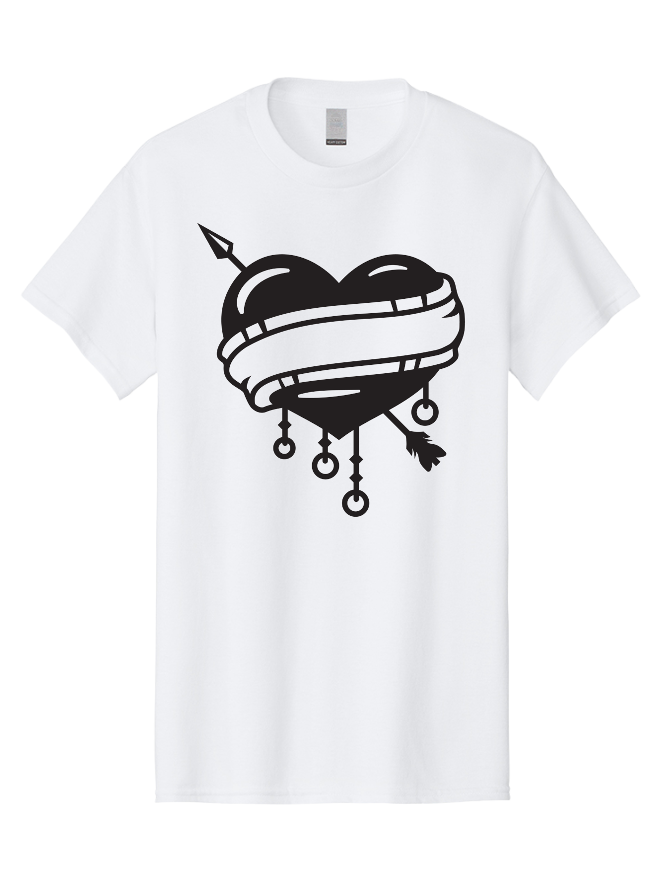 Heart-With-Arrow Men'S Graphic Tee, 100% Cotton, Comfortable Casual Summer Wear, Machine Washable, Heart With Arrow, Bound Heart, Symbolic Heart, Tattoo Art, Heart Design, Symbolic Love, Heart With Bindings Aab277 21