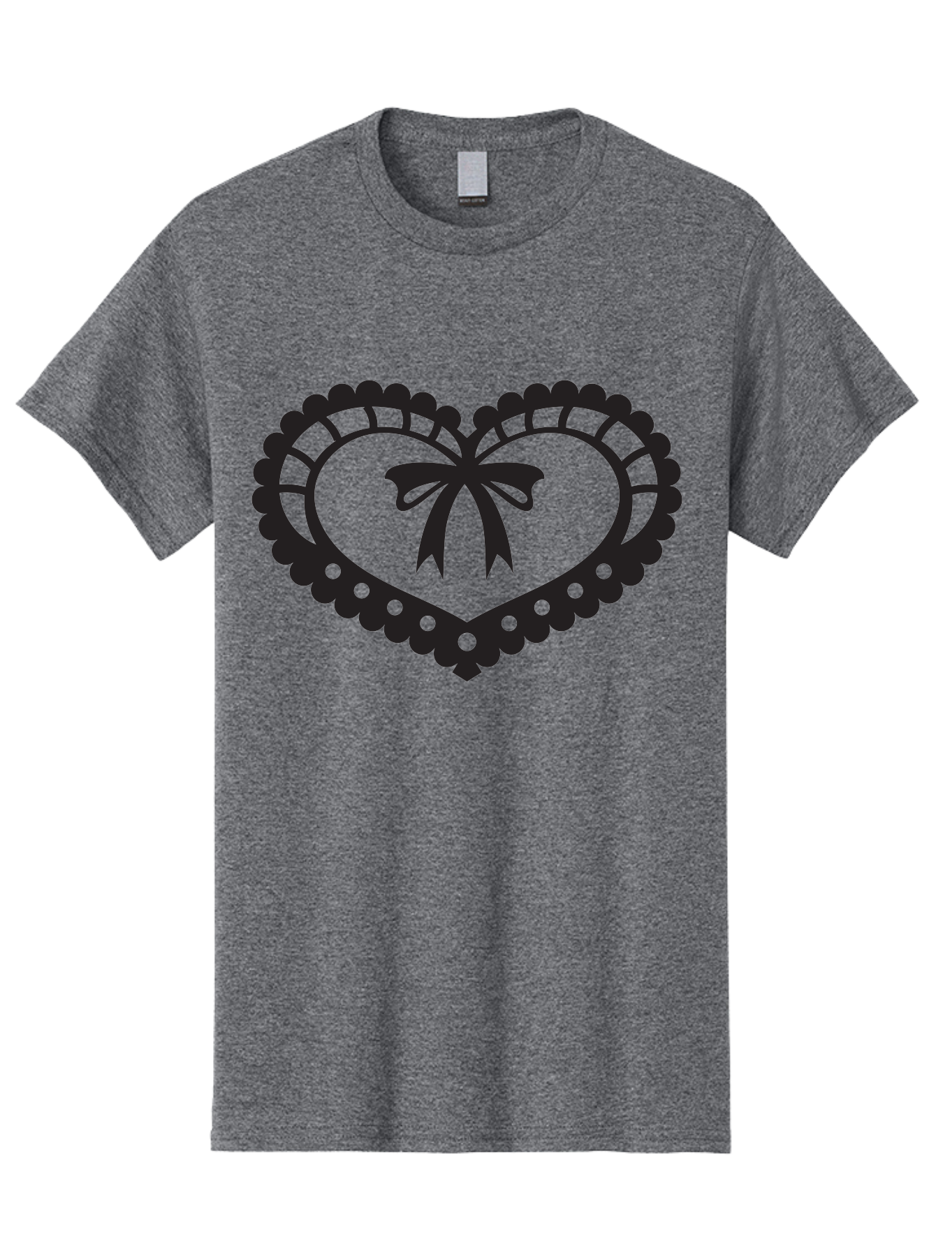Heart-With-Bow-1 Men'S Graphic Tee, 100% Cotton, Comfortable Casual Summer Wear, Machine Washable, Heart Shape, Decorative Bow, Lace Details, Intricate Design, Love Symbol, Valentines Day, Heart Icon, Cute Graphic Aab278 13
