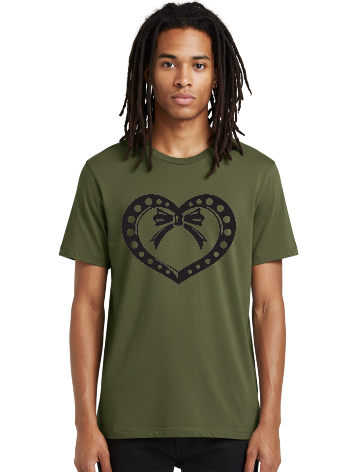 Heart-With-Bow Men'S Graphic Tee, 100% Cotton, Comfortable Casual Summer Wear, Machine Washable, Heart Shape, Bow Design, Polka Dots, Love Symbol, Romantic Gesture, Heartwarming, Cute Design, Heart Icon Aab279 20