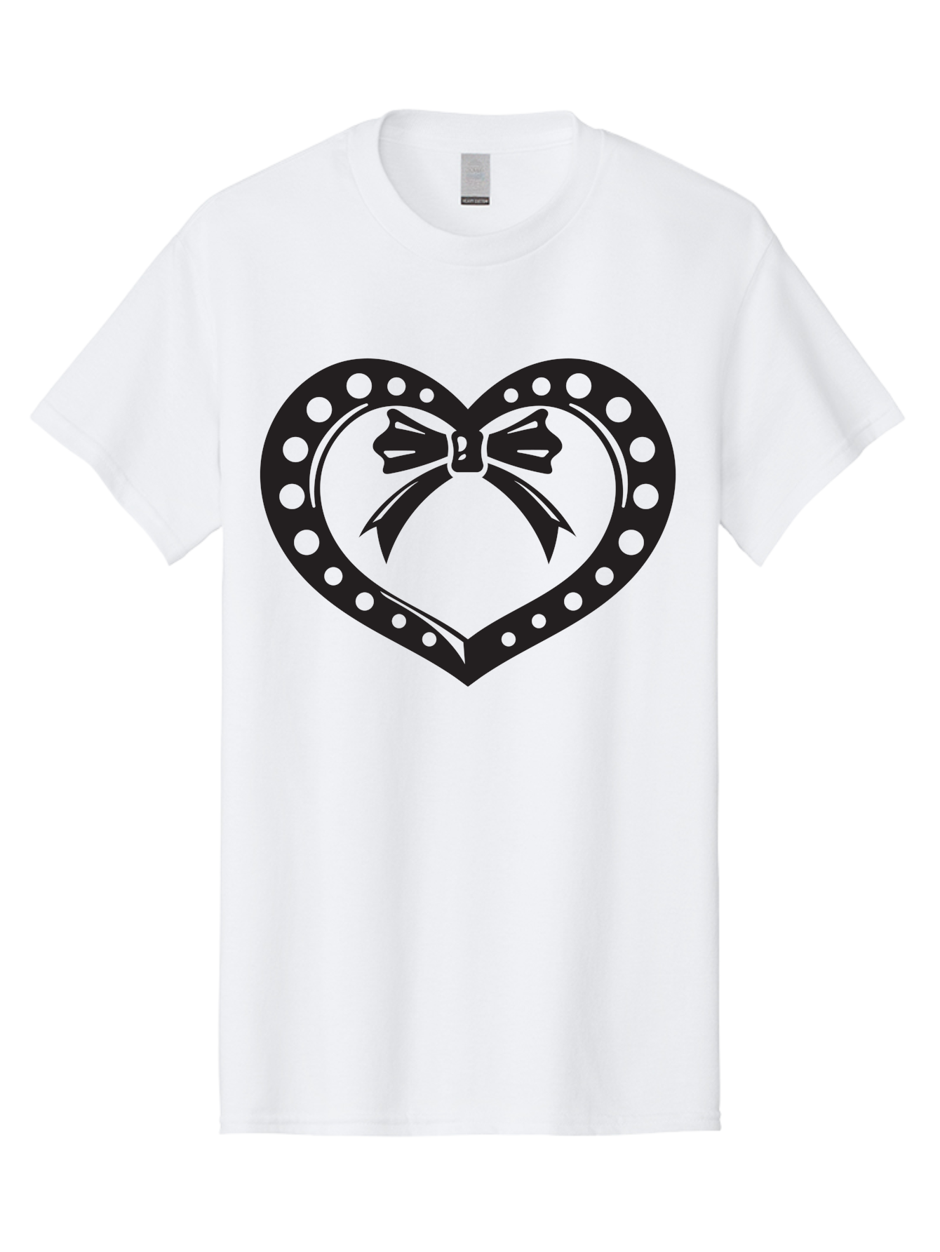 Heart-With-Bow Men'S Graphic Tee, 100% Cotton, Comfortable Casual Summer Wear, Machine Washable, Heart Shape, Bow Design, Polka Dots, Love Symbol, Romantic Gesture, Heartwarming, Cute Design, Heart Icon Aab279 27