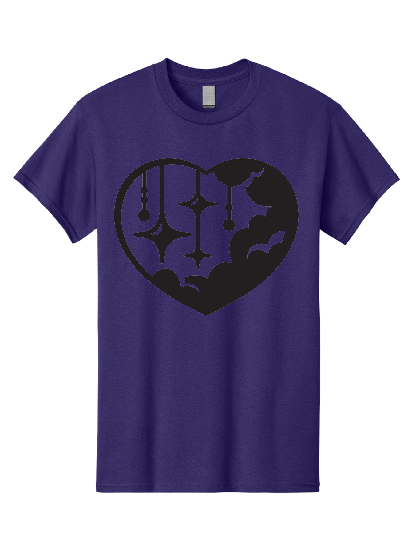 Heart-With-Clouds-And-Stars Men'S Graphic Tee, 100% Cotton, Comfortable Casual Summer Wear, Machine Washable, Heart Shape, Clouds, Stars, Celestial Design, Mystical Patterns, Whimsical Art, Dreamy Silhouettes, Abstract Shapes, Symbolic Heart Aab280 21