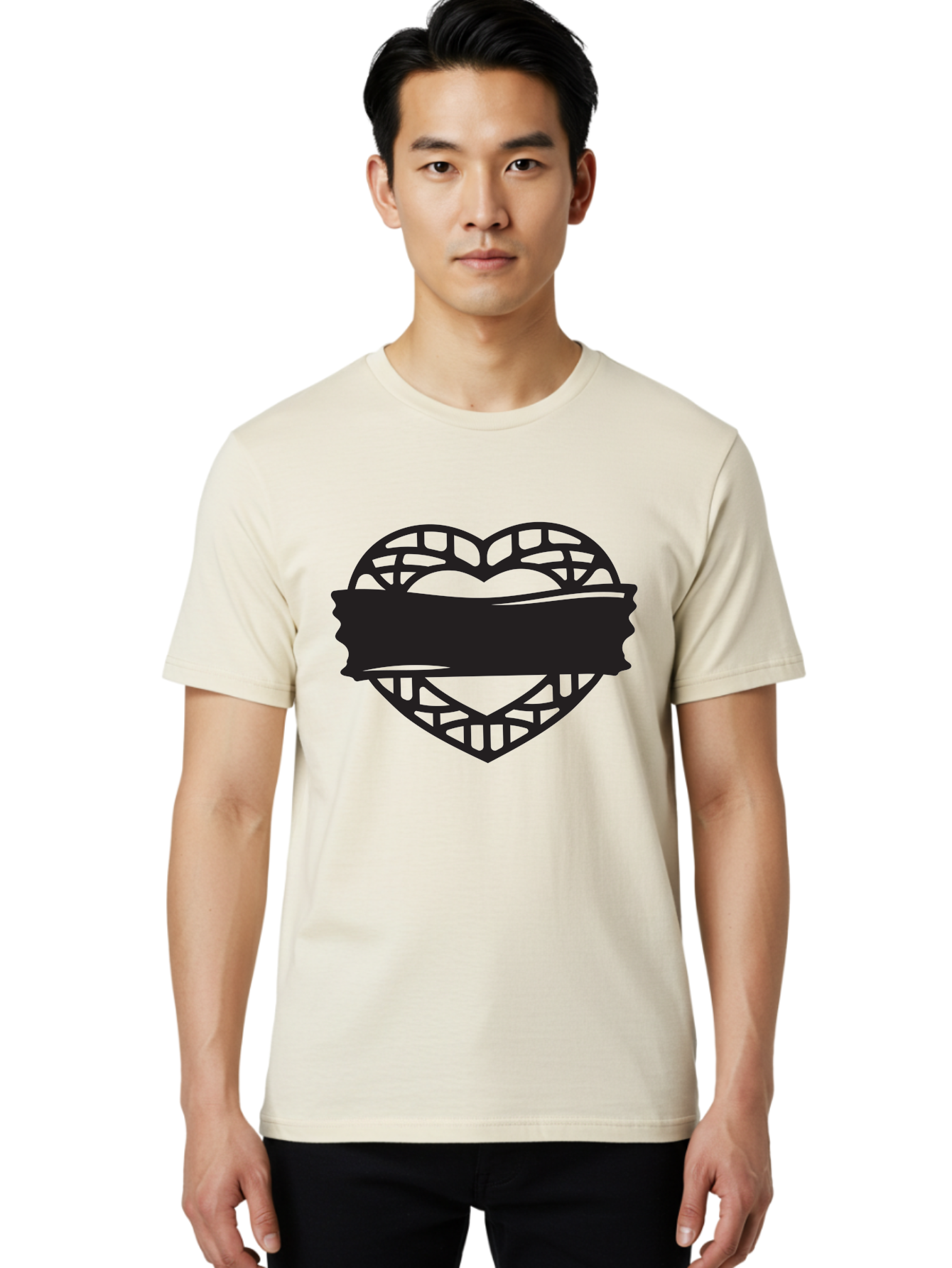 Heart-With-Duct-Tape Men'S Graphic Tee, 100% Cotton, Comfortable Casual Summer Wear, Machine Washable, Heart Shape, Intricate Design, Muzzled Heart, Love Symbol, Decorative Art, Symbolic Representation, Heart Pattern Aab281 30