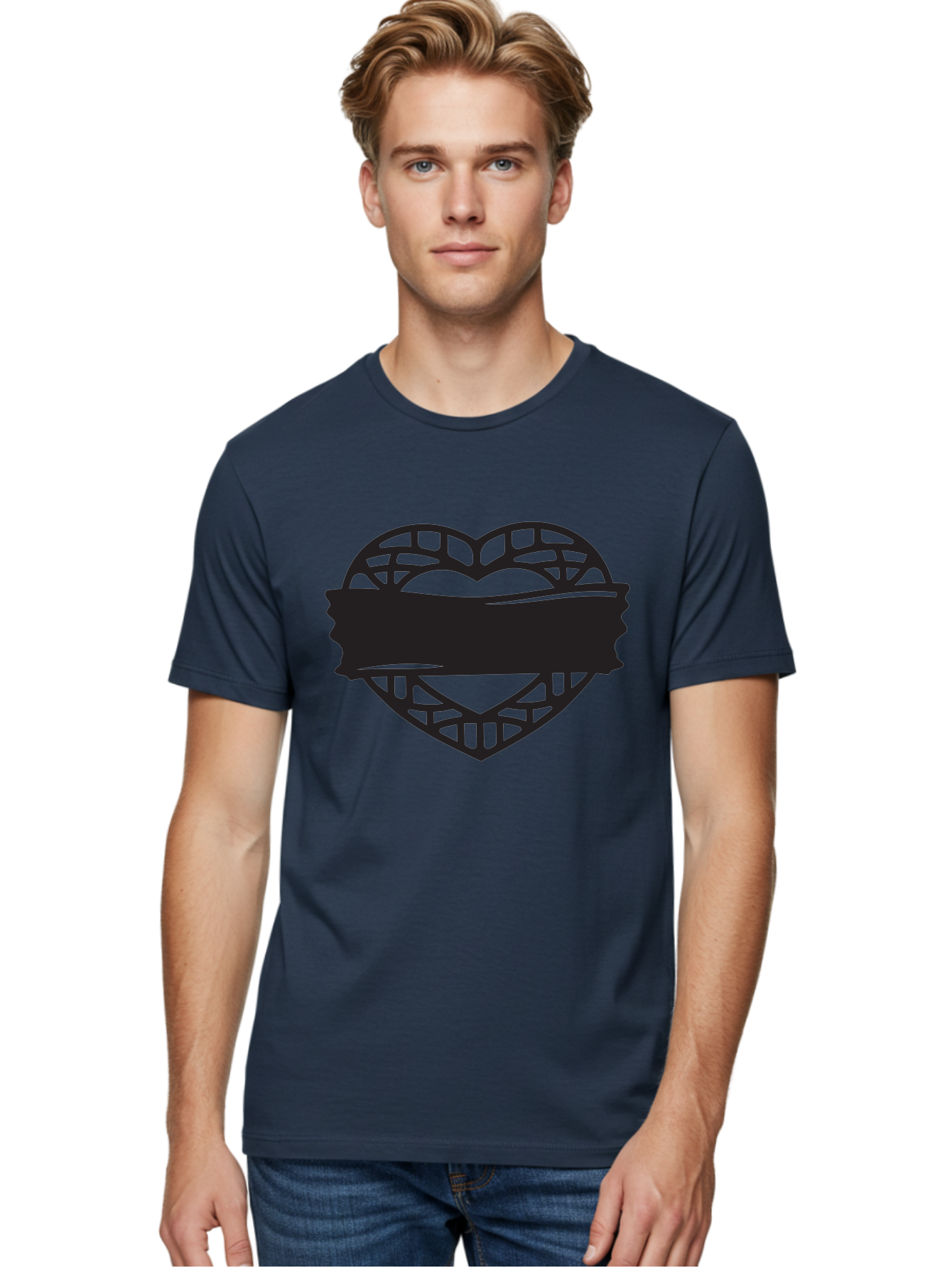 Heart-With-Duct-Tape Men'S Graphic Tee, 100% Cotton, Comfortable Casual Summer Wear, Machine Washable, Heart Shape, Intricate Design, Muzzled Heart, Love Symbol, Decorative Art, Symbolic Representation, Heart Pattern Aab281 28