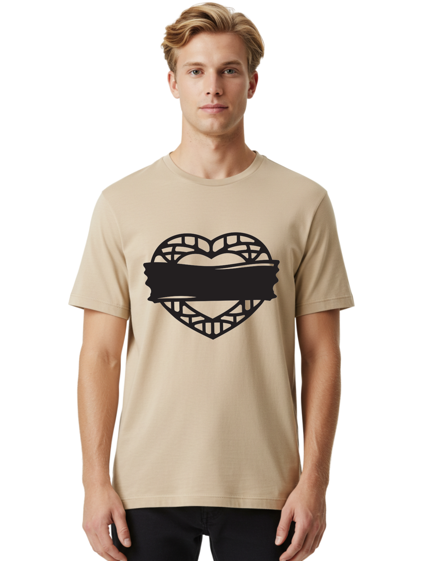 Heart-With-Duct-Tape Men'S Graphic Tee, 100% Cotton, Comfortable Casual Summer Wear, Machine Washable, Heart Shape, Intricate Design, Muzzled Heart, Love Symbol, Decorative Art, Symbolic Representation, Heart Pattern Aab281 6