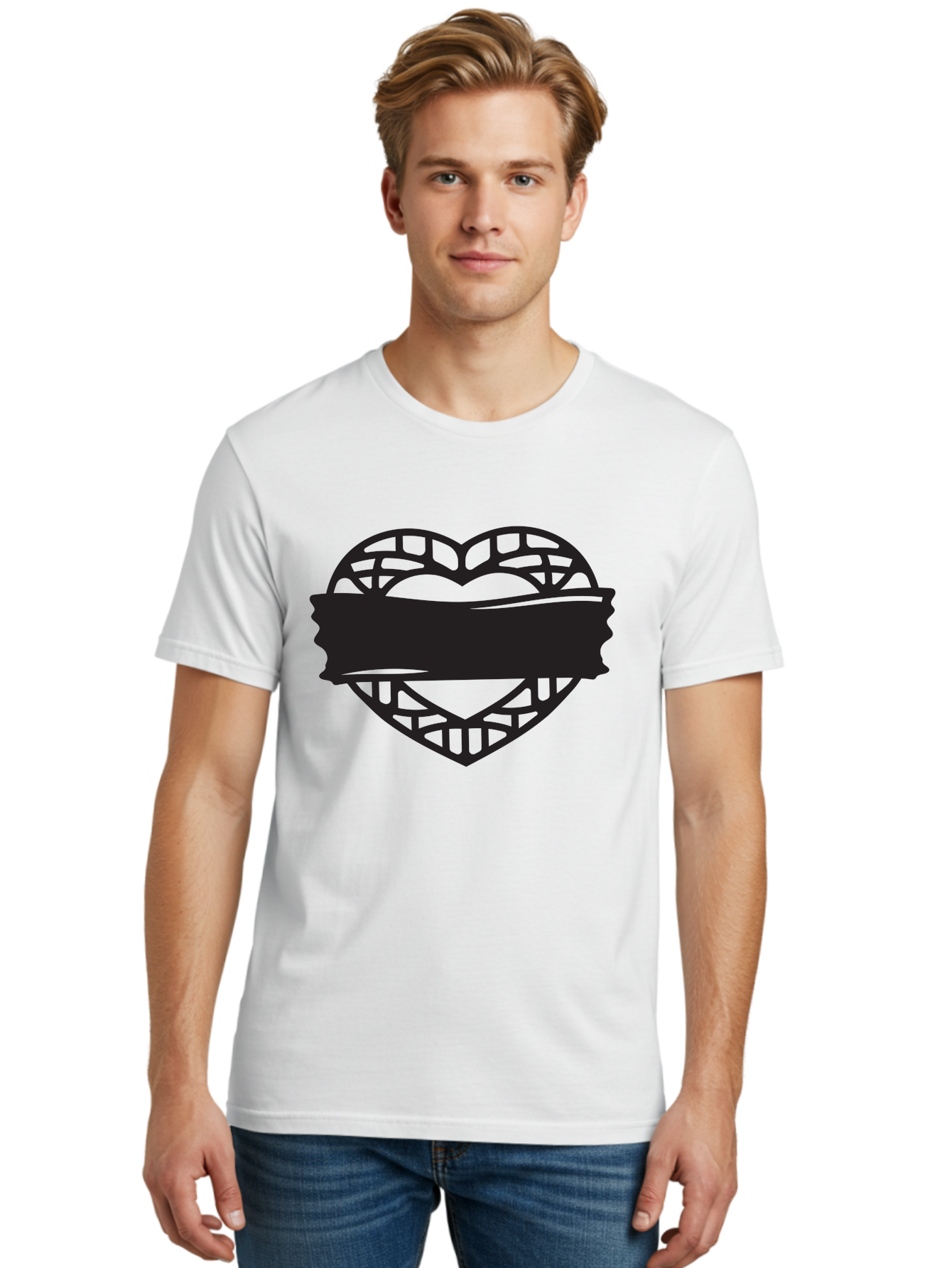 Heart-With-Duct-Tape Men'S Graphic Tee, 100% Cotton, Comfortable Casual Summer Wear, Machine Washable, Heart Shape, Intricate Design, Muzzled Heart, Love Symbol, Decorative Art, Symbolic Representation, Heart Pattern Aab281 12