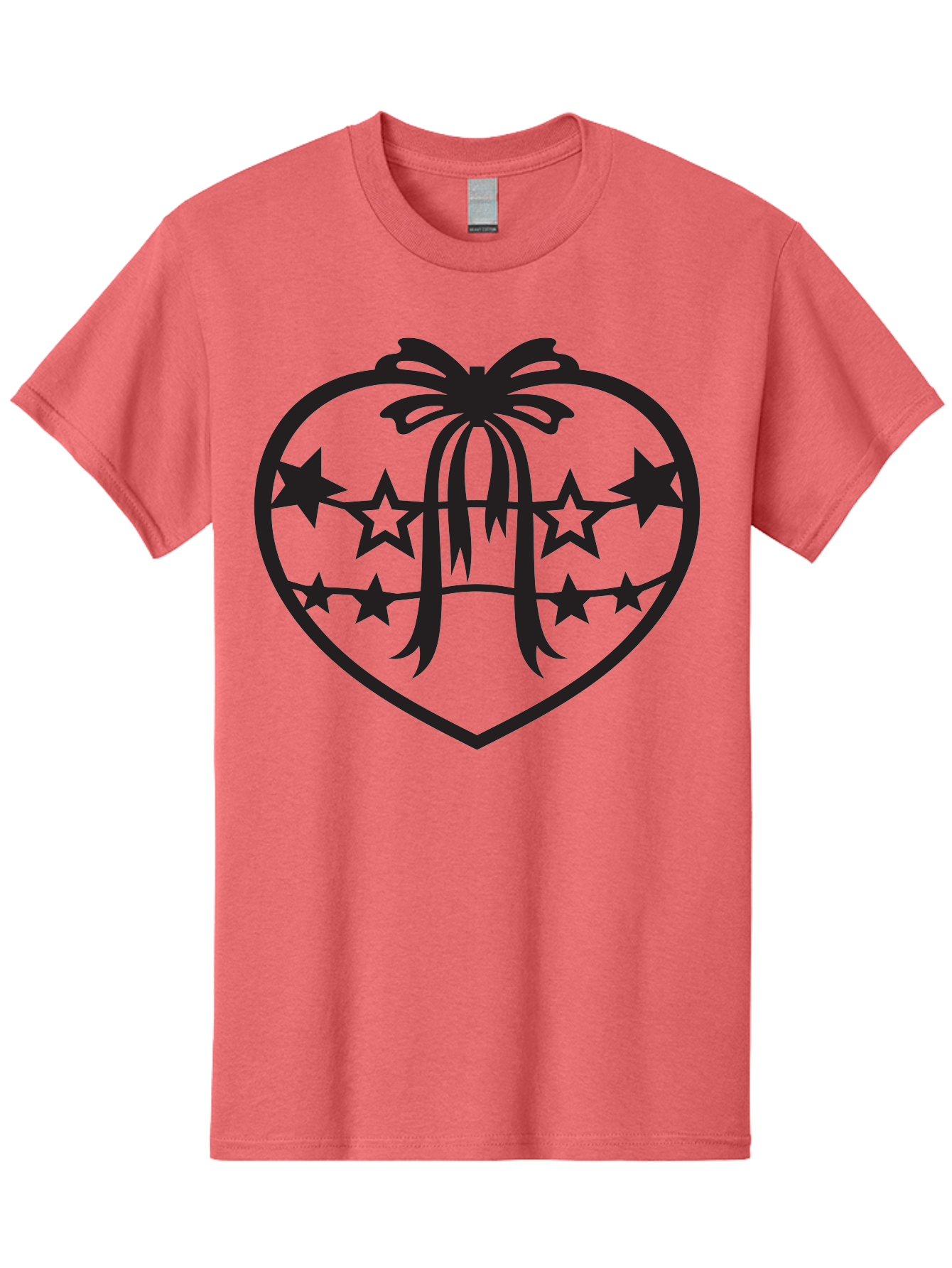 Heart-With-Ribbon-And-Stars Men'S Graphic Tee, 100% Cotton, Comfortable Casual Summer Wear, Machine Washable, Heart Shape, Stars, Ribbon Bow, Love Symbol, Heart Design, Celestial Theme, Starry Night, Heart Graphic, Ribbon, Abstract Art Aab283 7