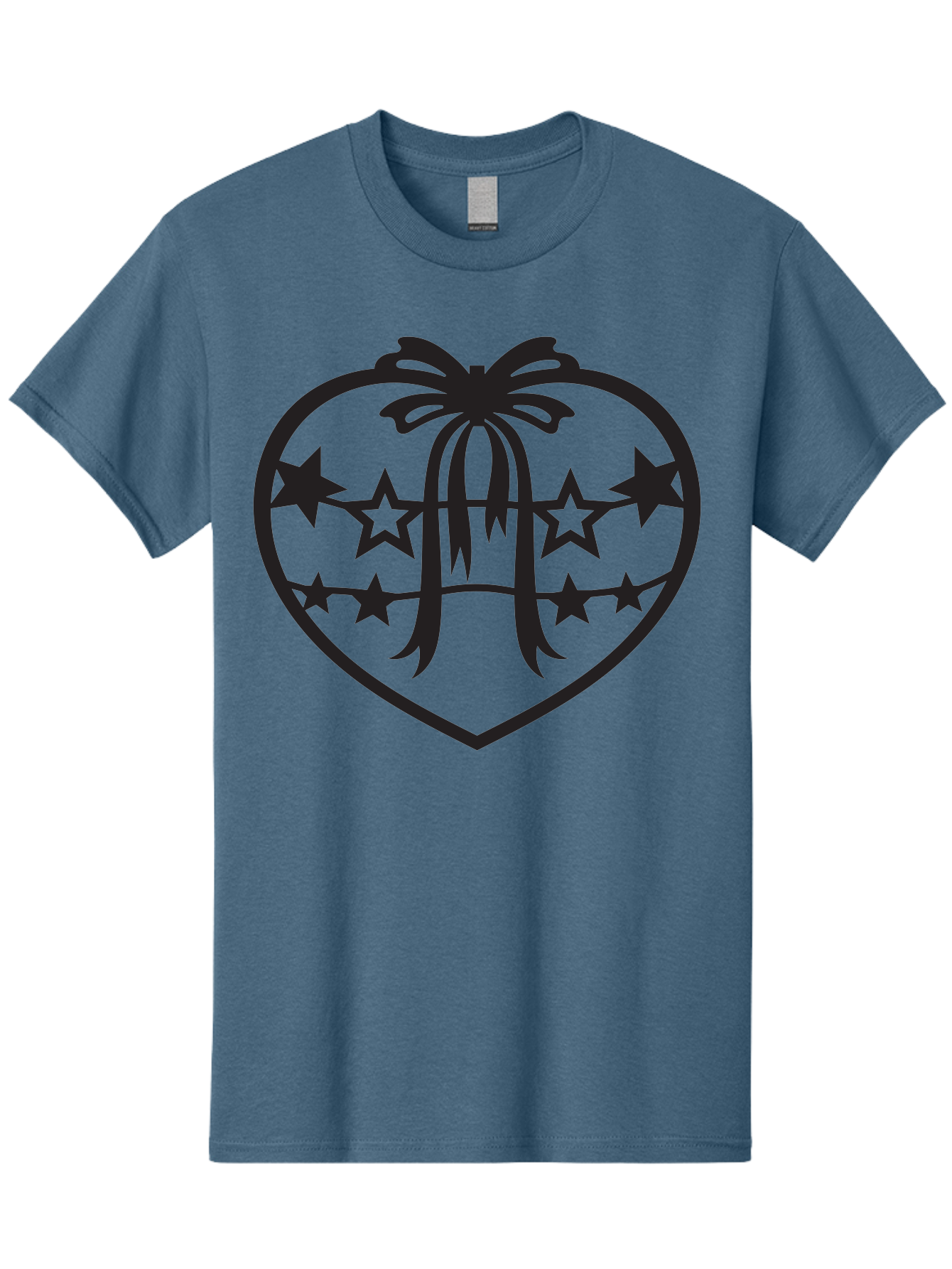 Heart-With-Ribbon-And-Stars Men'S Graphic Tee, 100% Cotton, Comfortable Casual Summer Wear, Machine Washable, Heart Shape, Stars, Ribbon Bow, Love Symbol, Heart Design, Celestial Theme, Starry Night, Heart Graphic, Ribbon, Abstract Art Aab283 13