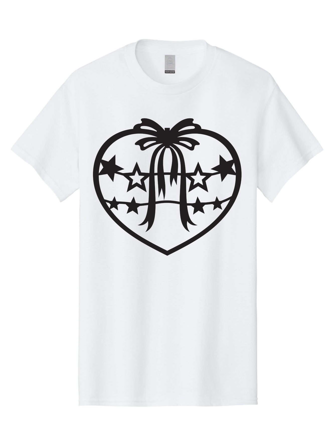 Heart-With-Ribbon-And-Stars Men'S Graphic Tee, 100% Cotton, Comfortable Casual Summer Wear, Machine Washable, Heart Shape, Stars, Ribbon Bow, Love Symbol, Heart Design, Celestial Theme, Starry Night, Heart Graphic, Ribbon, Abstract Art Aab283 17