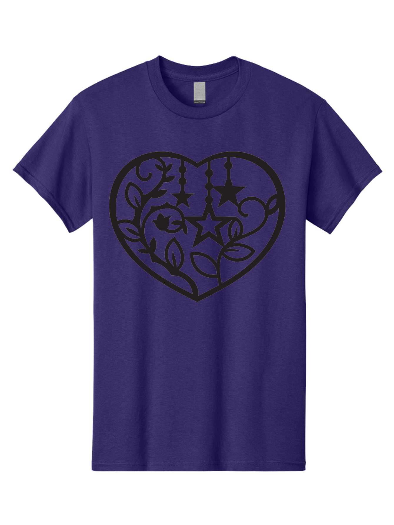 Heart-With-Stars-And-Leaves Men'S Graphic Tee, 100% Cotton, Comfortable Casual Summer Wear, Machine Washable, Heart Shape, Floral Design, Stars, Leaves, Vines, Decorative Elements, Symbolic Heart, Stylized Graphics, Minimalist Art Aab284 21