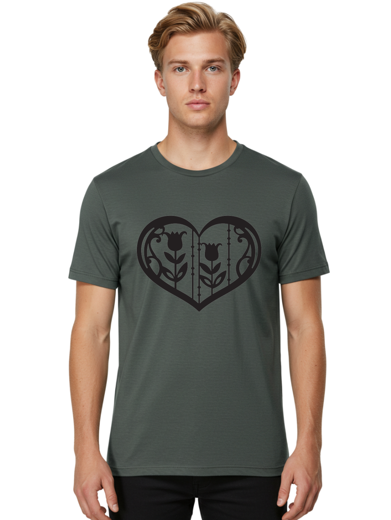 tulip design, heart shape, floral pattern, love symbol, decorative art, Valentine's theme, beautiful flowers 4