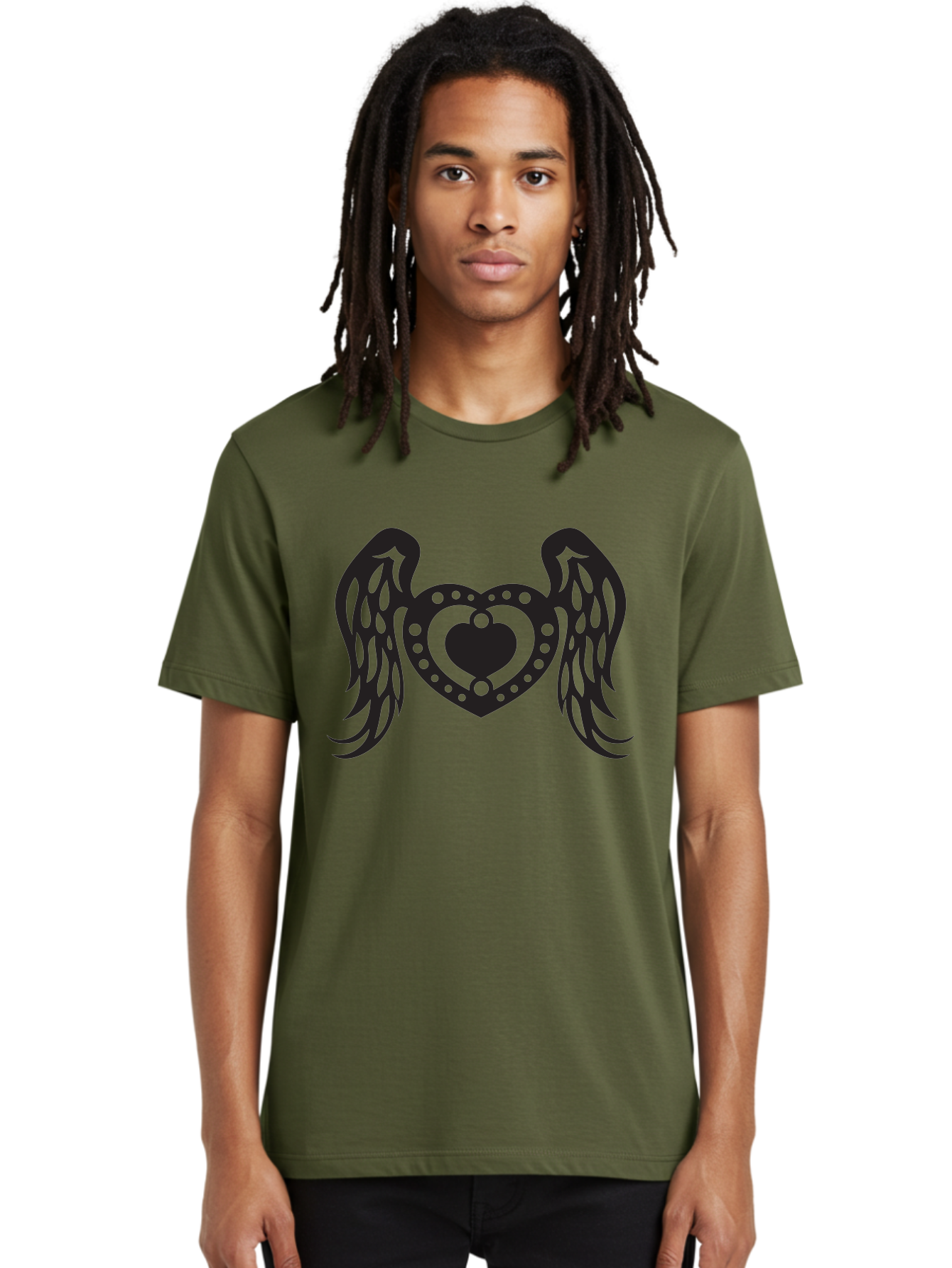 Heart-With-Wings Men'S Graphic Tee, 100% Cotton, Comfortable Casual Summer Wear, Machine Washable, Heart With Wings, Decorative Heart Design, Symbolic Heart Art, Winged Heart Illustration, Love Symbol, Heart Icon, Angel Wings, Aab287 4
