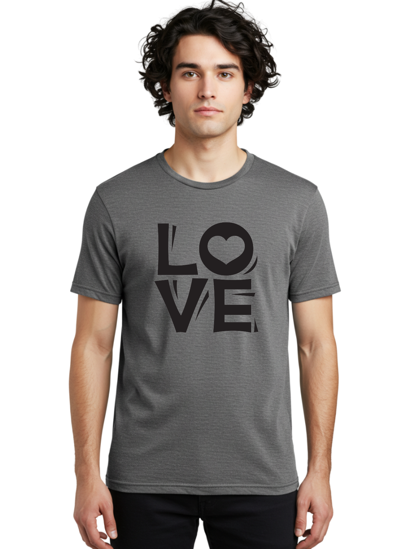 Love-1 Men'S Graphic Tee, 100% Cotton, Comfortable Casual Summer Wear, Machine Washable, Love Typography, Heart Symbol, Black Lettering, Bold Font, Quirky Design, Love Message, Abstract Art, Modern Style Aab289 14