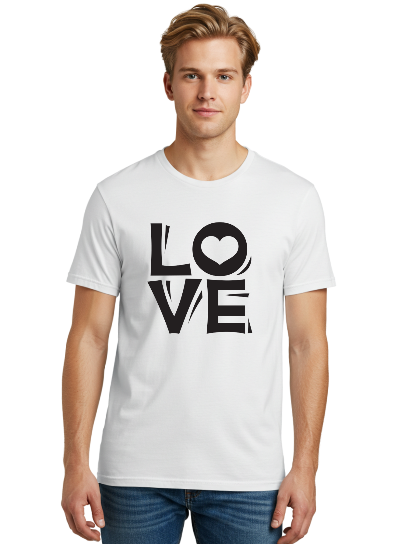 Love-1 Men'S Graphic Tee, 100% Cotton, Comfortable Casual Summer Wear, Machine Washable, Love Typography, Heart Symbol, Black Lettering, Bold Font, Quirky Design, Love Message, Abstract Art, Modern Style Aab289 20