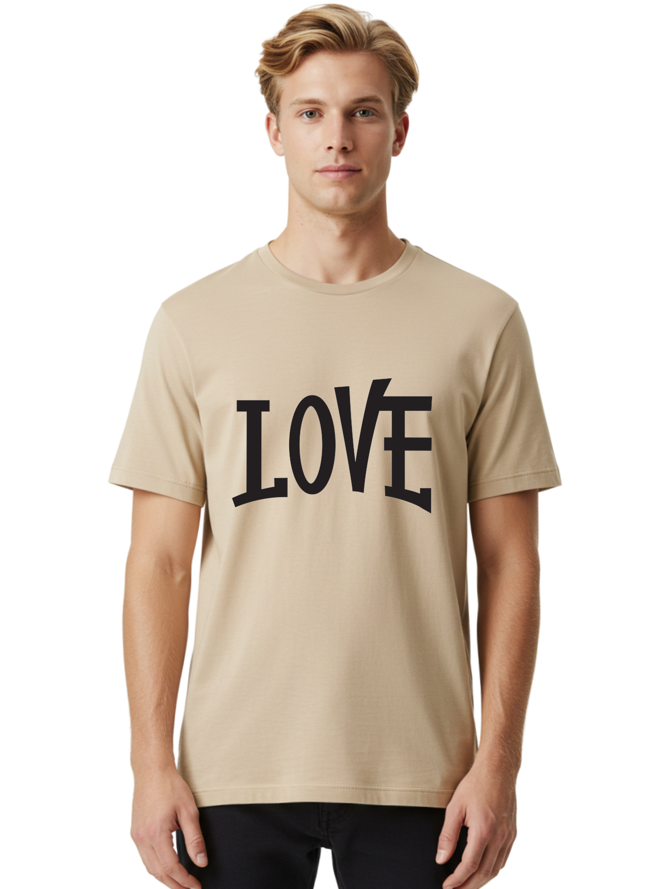 Love-2 Men'S Graphic Tee, 100% Cotton, Comfortable Casual Summer Wear, Machine Washable, Love Typography, Black Font, Bold Letters, Emotional Words, Heartfelt Expression, Love Quote, Typographic Art Aab290 12
