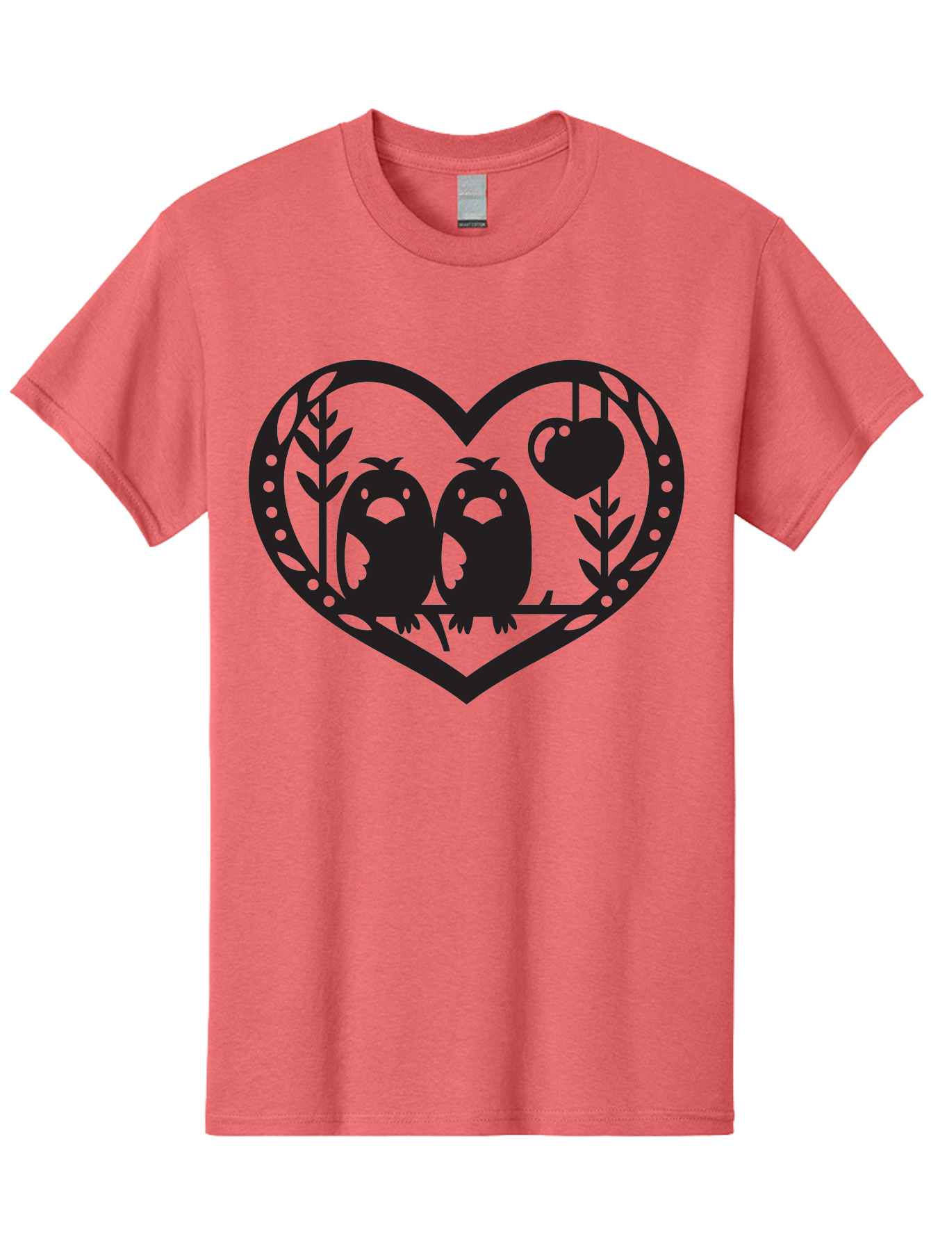 Love-Birds-1 Men'S Graphic Tee, 100% Cotton, Comfortable Casual Summer Wear, Machine Washable, Pair Of Birds Perched On Branch, Heart-Shaped Frame, Love Symbolism, Decorative Design, Minimalist Style, Simple Shapes, Cute Illustration, Aab291 7