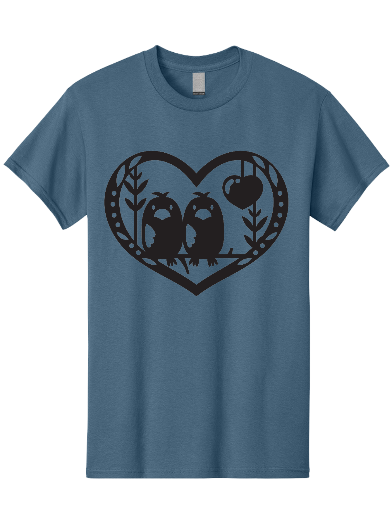 Love-Birds-1 Men'S Graphic Tee, 100% Cotton, Comfortable Casual Summer Wear, Machine Washable, Pair Of Birds Perched On Branch, Heart-Shaped Frame, Love Symbolism, Decorative Design, Minimalist Style, Simple Shapes, Cute Illustration, Aab291 13
