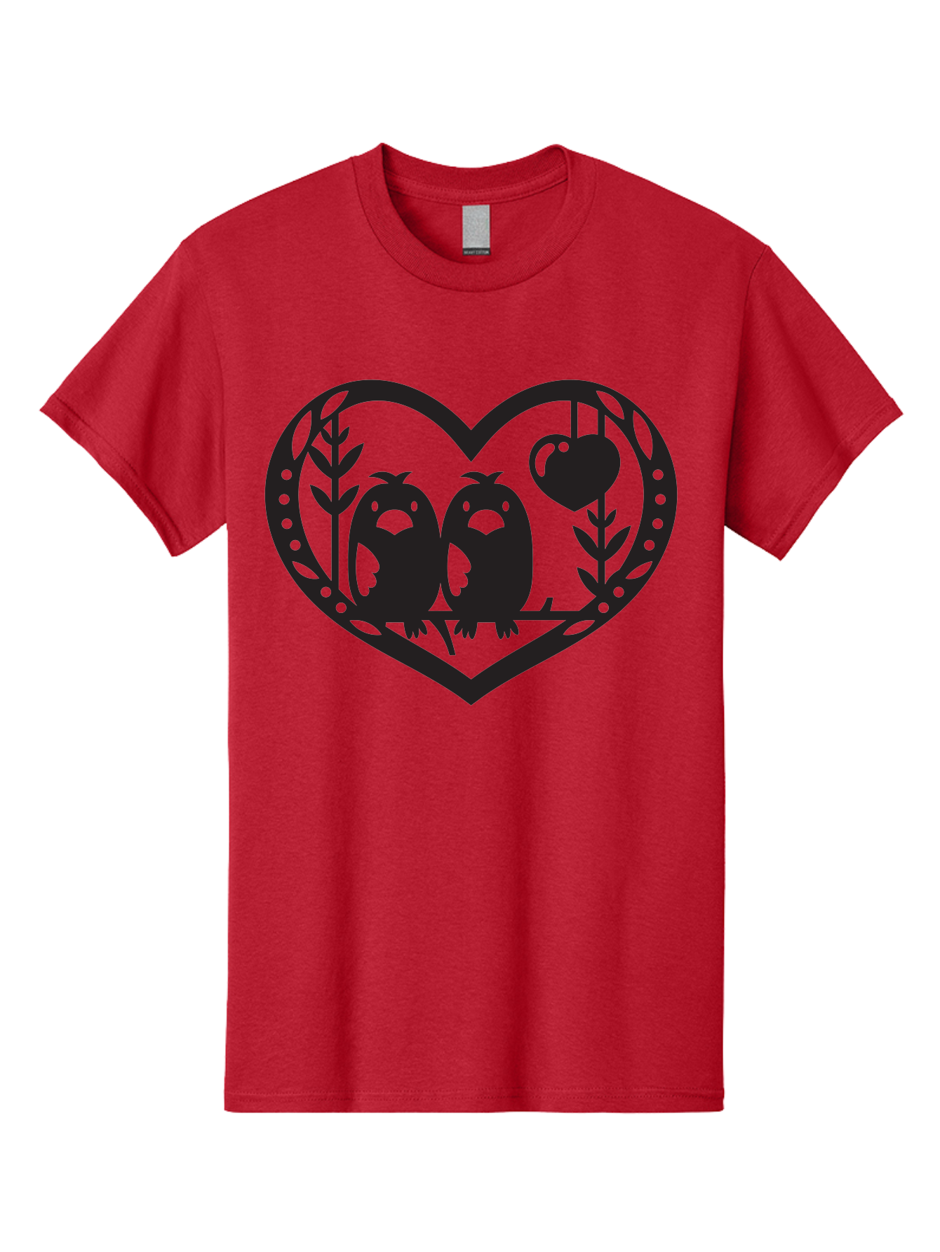 Love-Birds-1 Men'S Graphic Tee, 100% Cotton, Comfortable Casual Summer Wear, Machine Washable, Pair Of Birds Perched On Branch, Heart-Shaped Frame, Love Symbolism, Decorative Design, Minimalist Style, Simple Shapes, Cute Illustration, Aab291 3